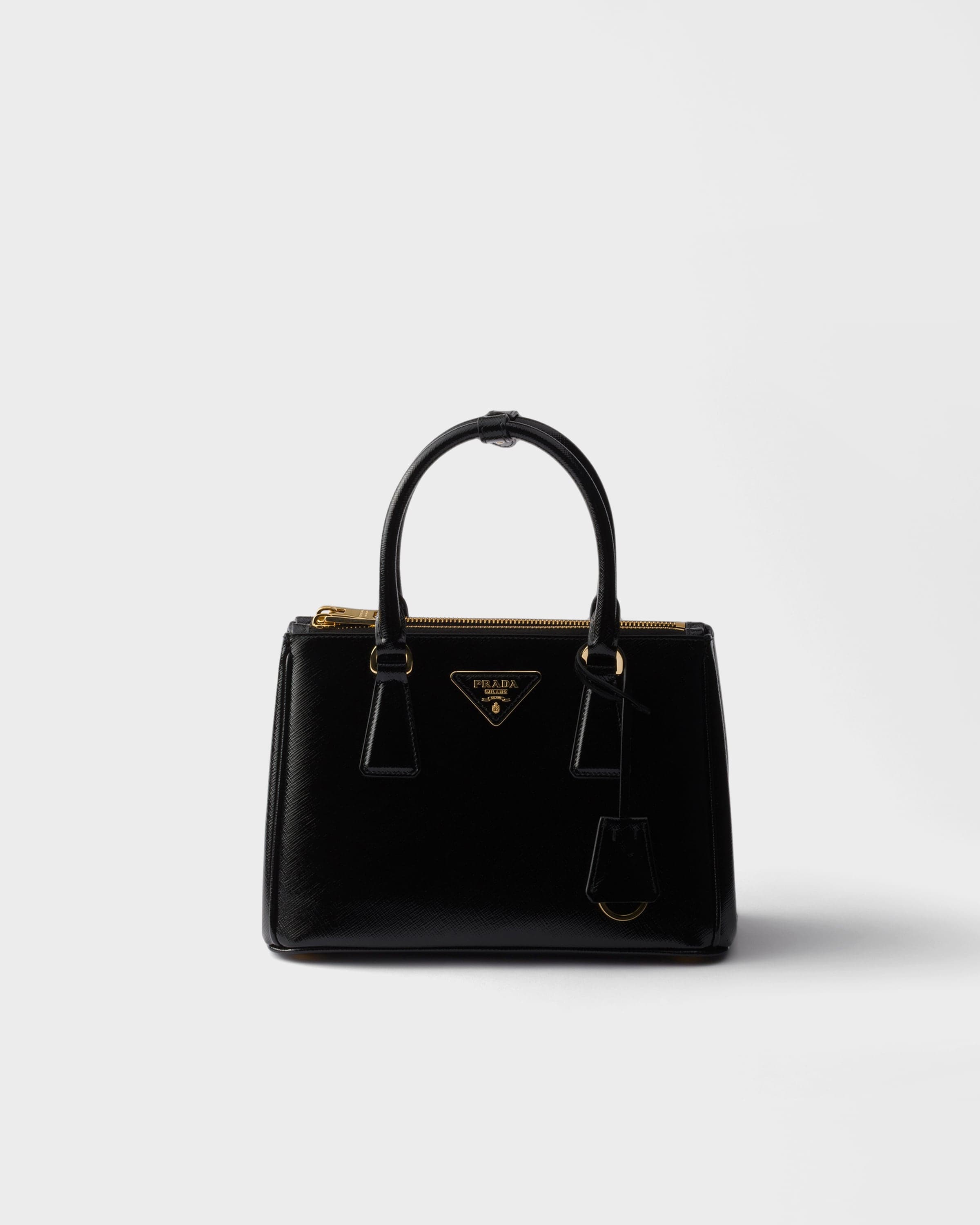 Galleria small patent Saffiano leather bag — Black — 1BA896_2AO6_F0002_V_EOO
