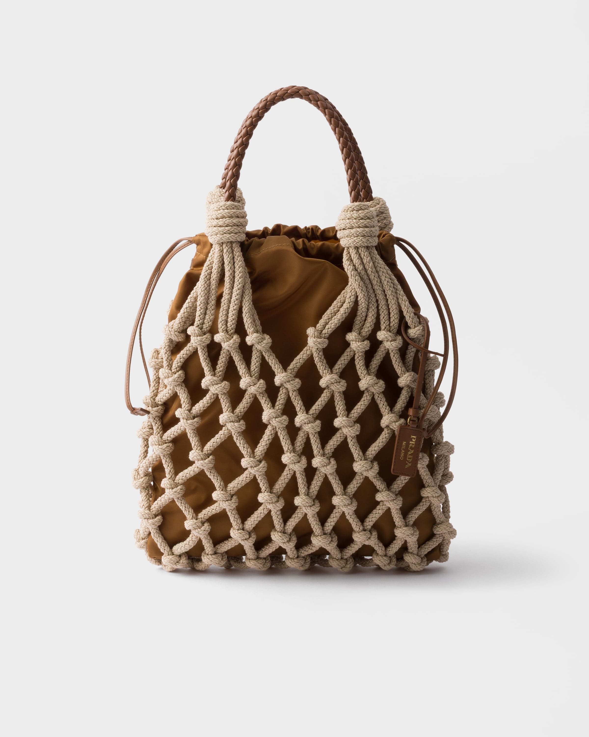 Noué medium cotton macramé bag — Cord/Brandy — 1BC111_2DI2_F041I_V_OOM
