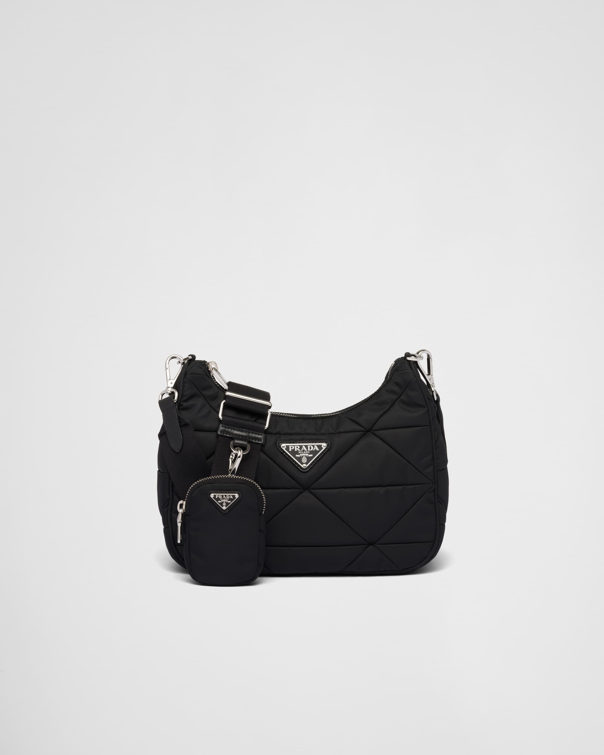 Padded Re-Nylon shoulder bag — Black — 1BC151_RDJN_F0002_V_B9O