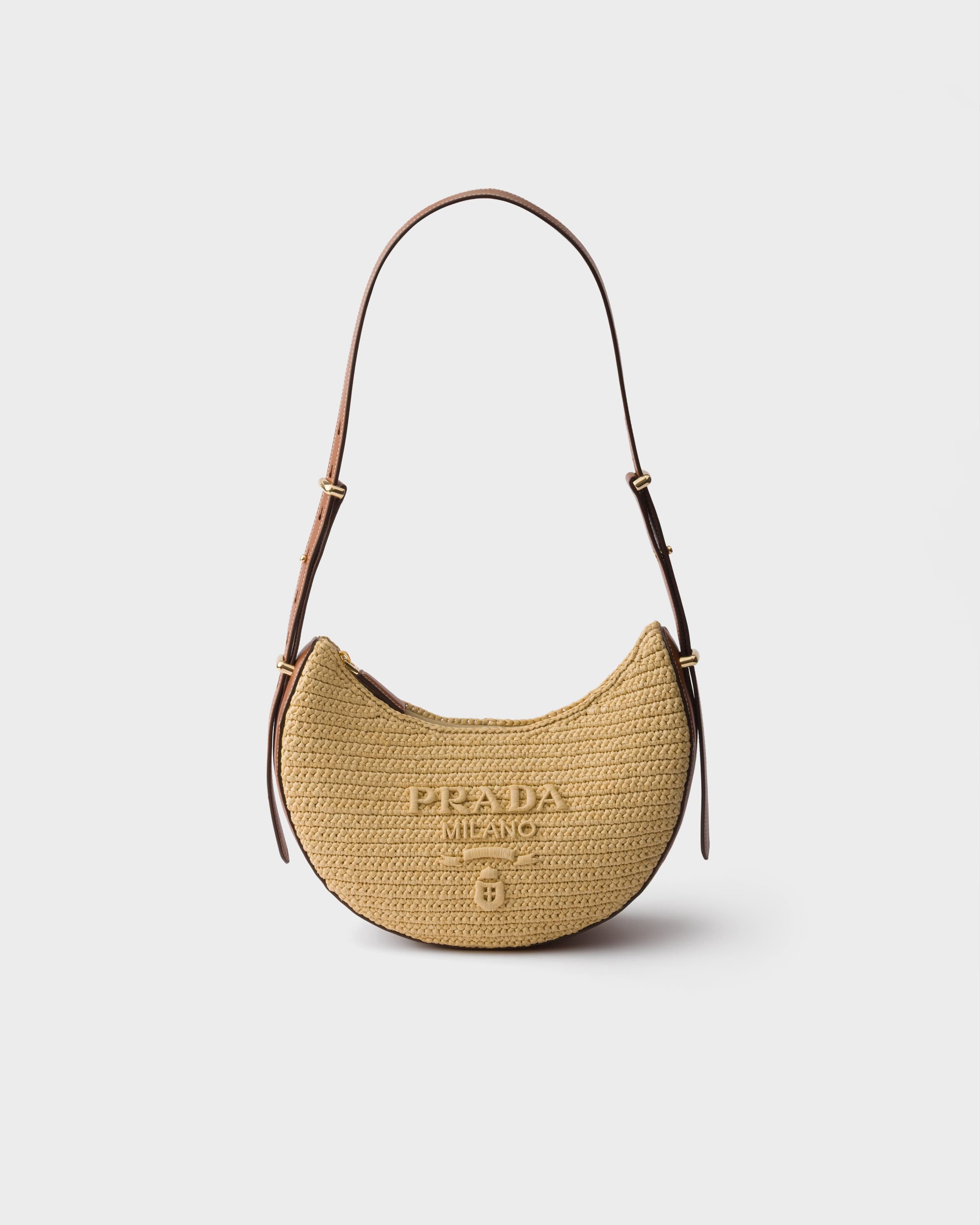 Arqué small crochet and leather bag — Beige/Cognac — 1BC274_2G6K_F0A5T_V_OUO