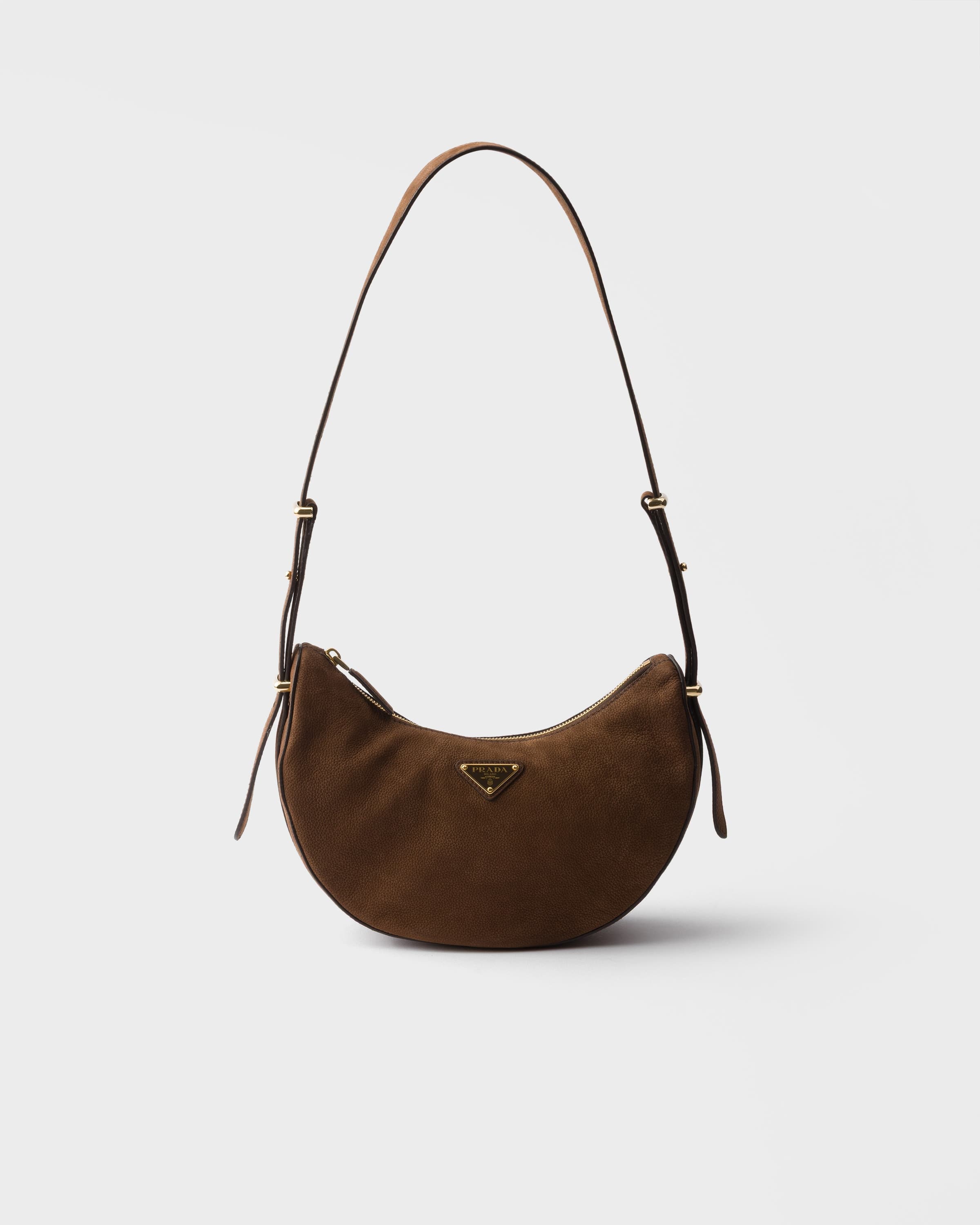Arqué small nubuck leather bag — Cocoa Brown — 1BC274_2GB8_F0324_V_OOO