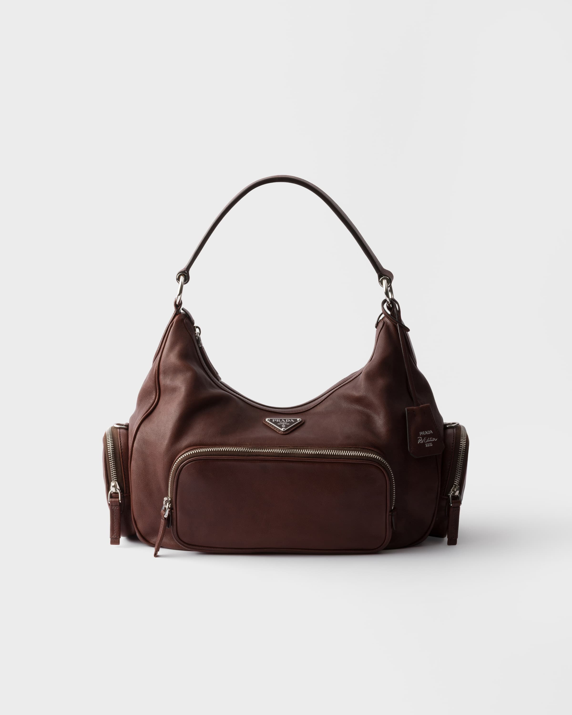 Medium washed leather bag — Cocoa Brown — 1BC276_2HFP_F0324_V_OOO
