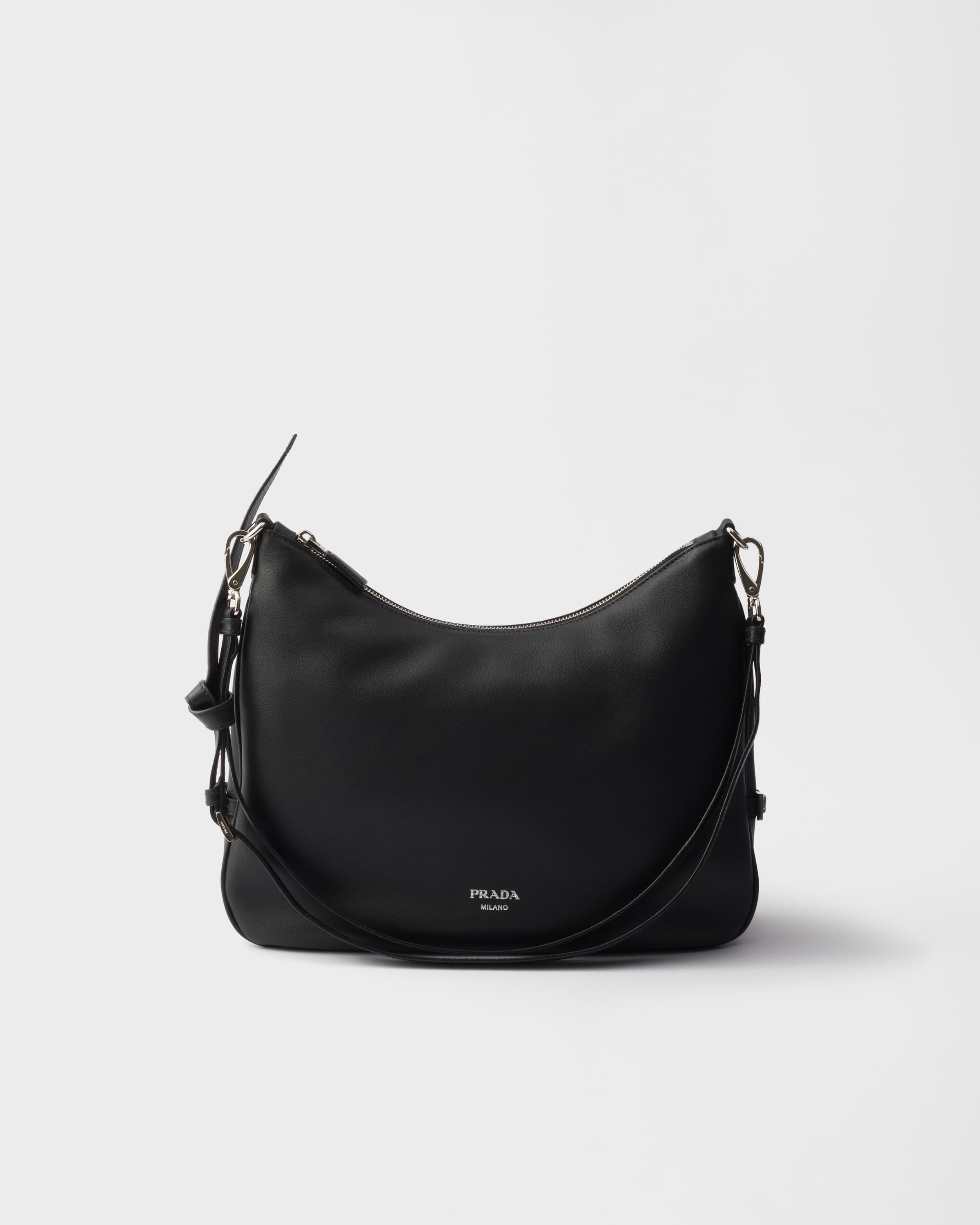 Fold large leather shoulder bag — Black — 1BC288_2CYS_F0002_V_OOO