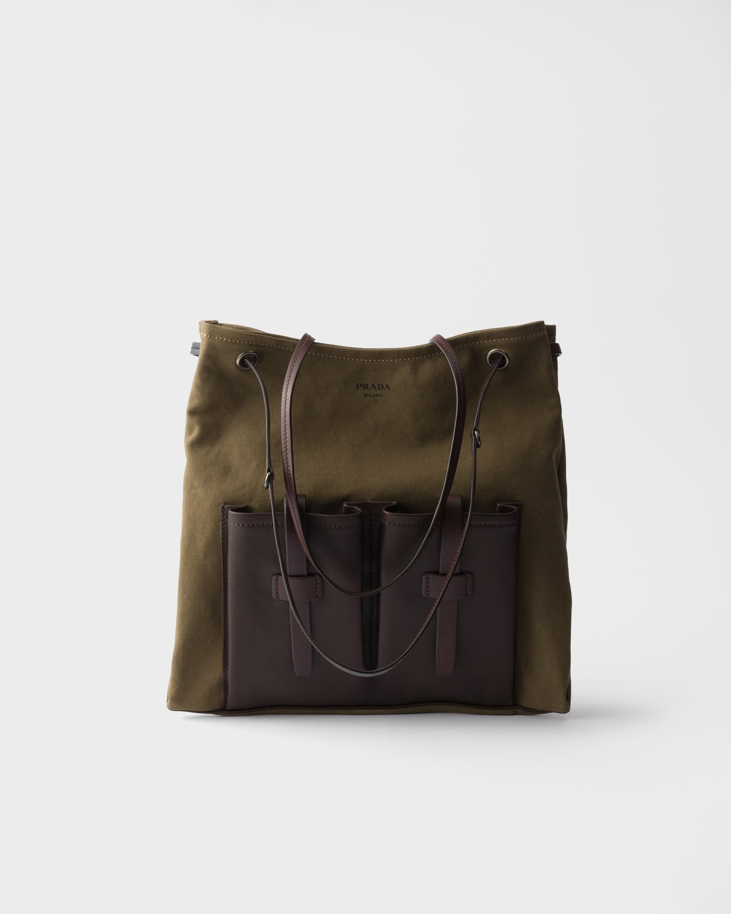 Route large canvas and leather bag — Forest Green — 1BC293_2G6W_F0161_V_OOO