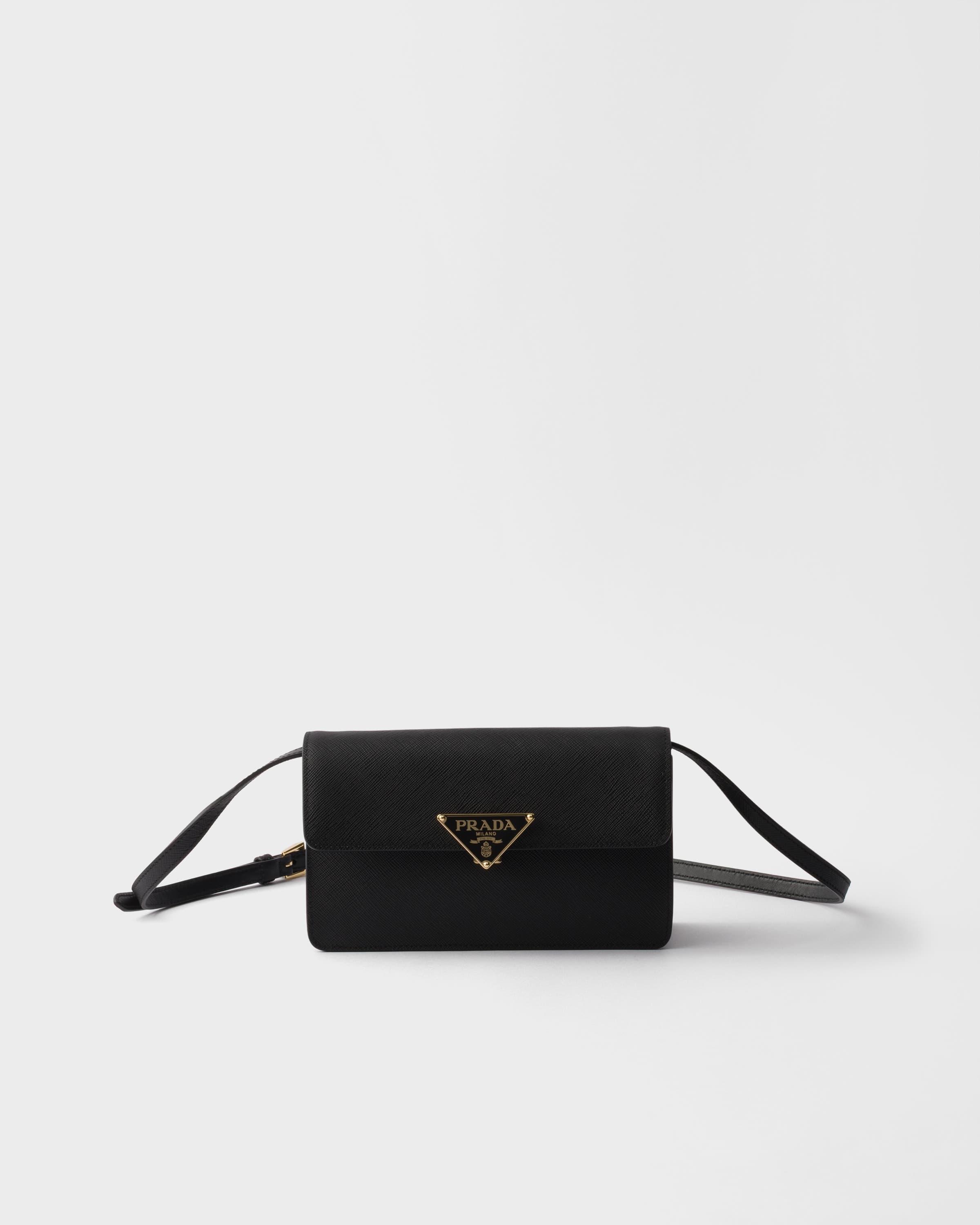 Mini Saffiano leather bag — Black — 1BD386_NZV_F0002_V_OTO