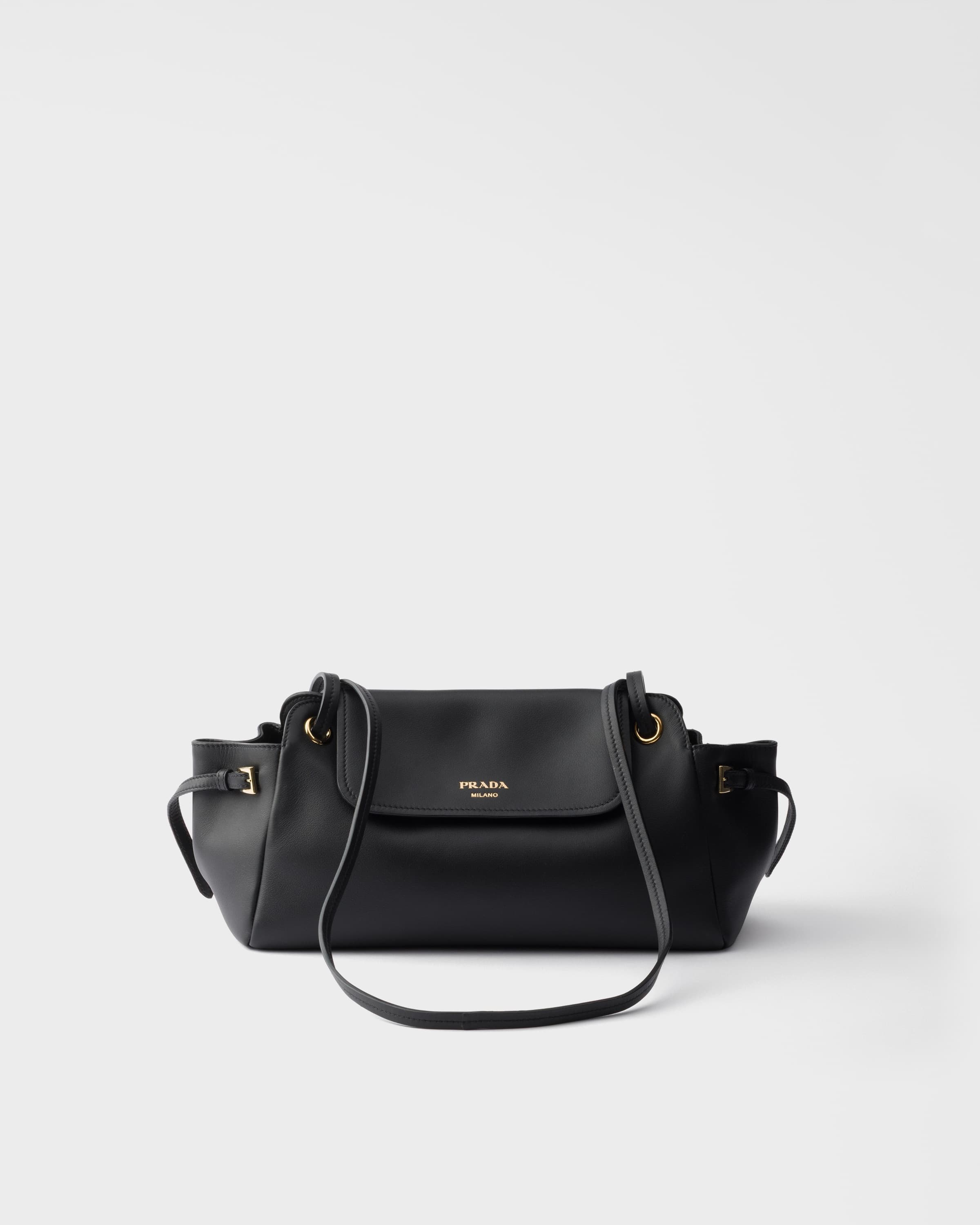 Carry medium leather shoulder bag — Black — 1BD403_2CYS_F0002_V_OOO