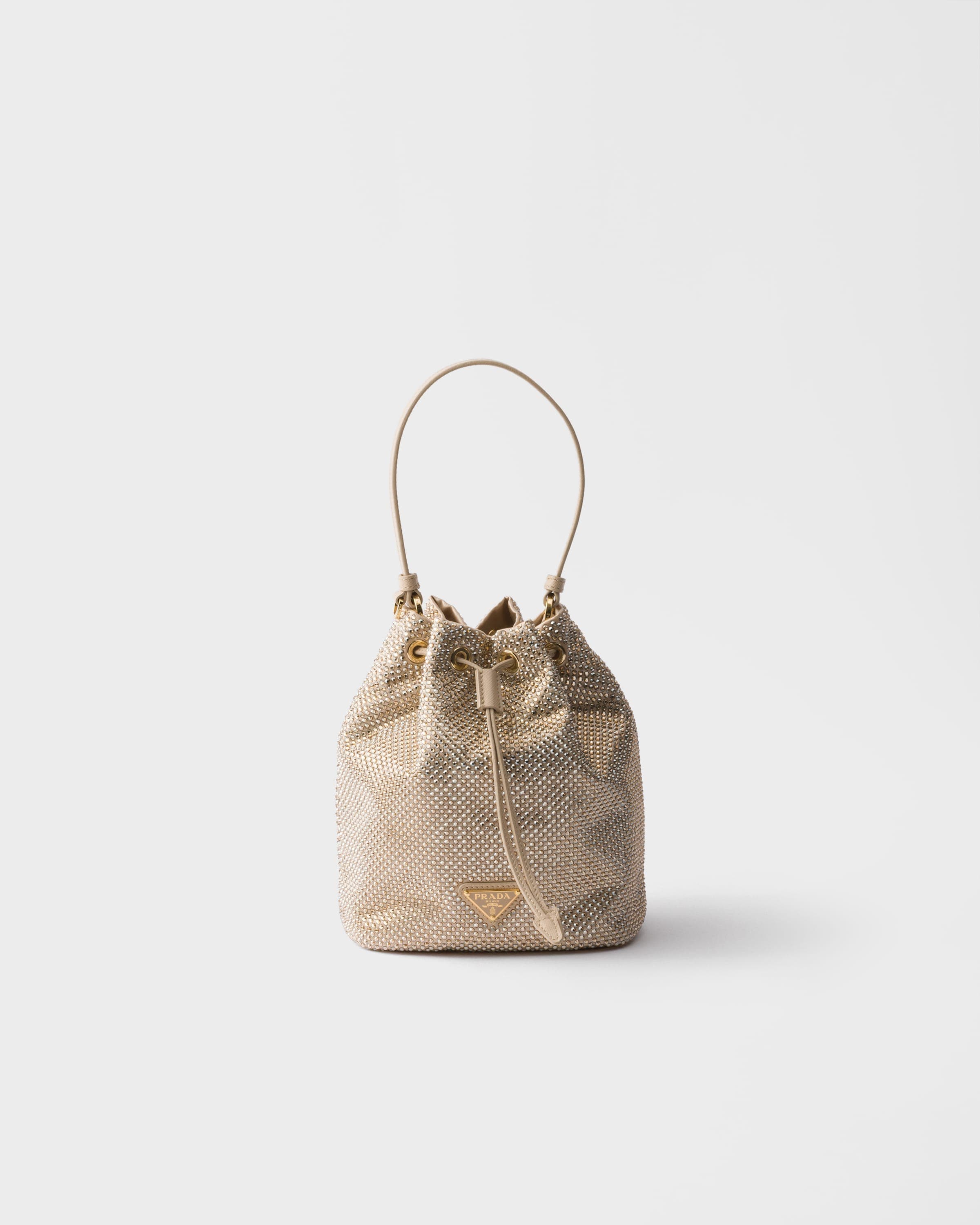 Mini crystal-studded satin bag — Sand Beige — 1BE067_2HNJ_F0GCN_V_OOD