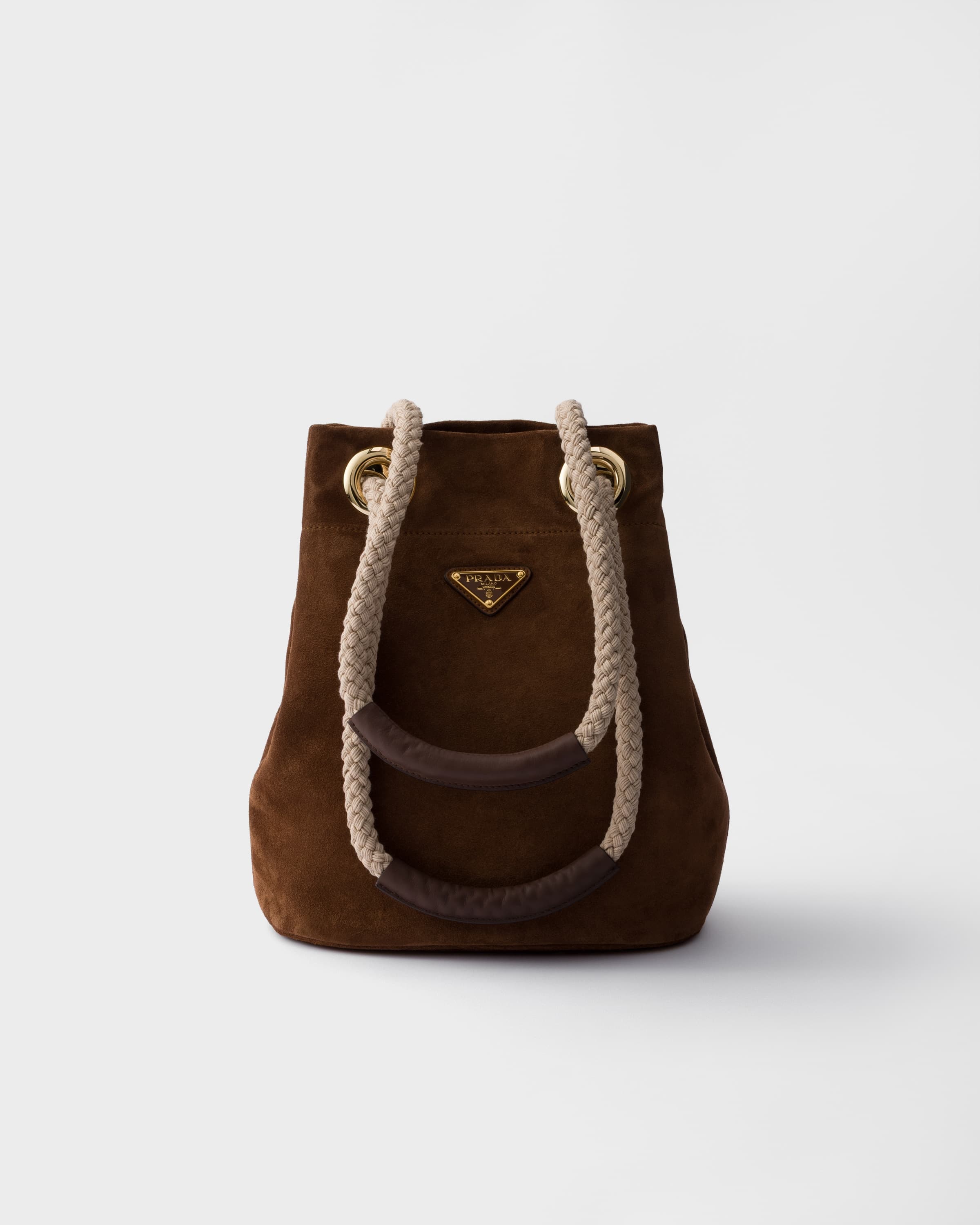 Mariner small suede bucket bag — Cocoa Brown — 1BE082_2HAE_F0324_V_OOO