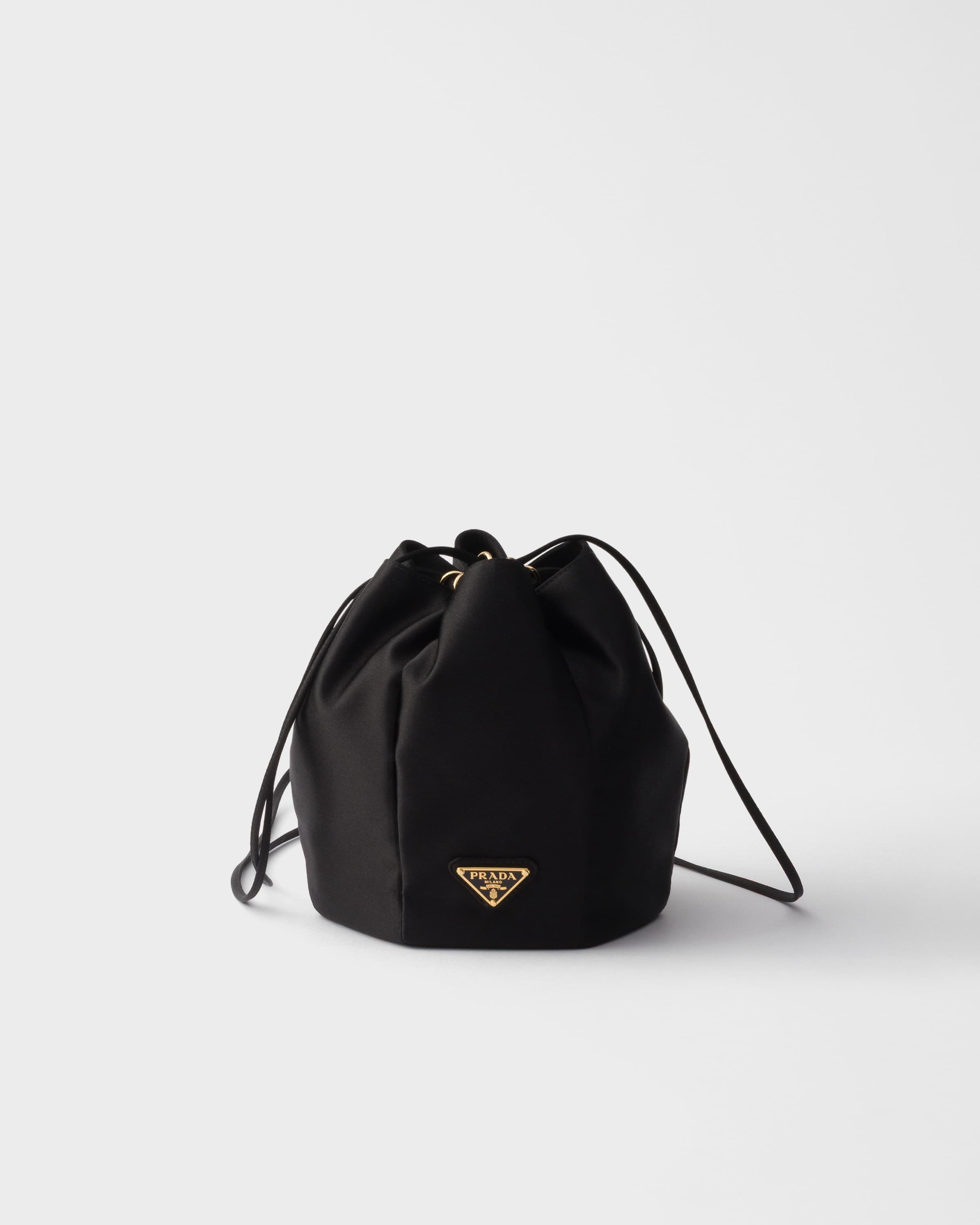 Satin mini bucket bag — Black — 1BE103_AC4_F0002_V_OOO