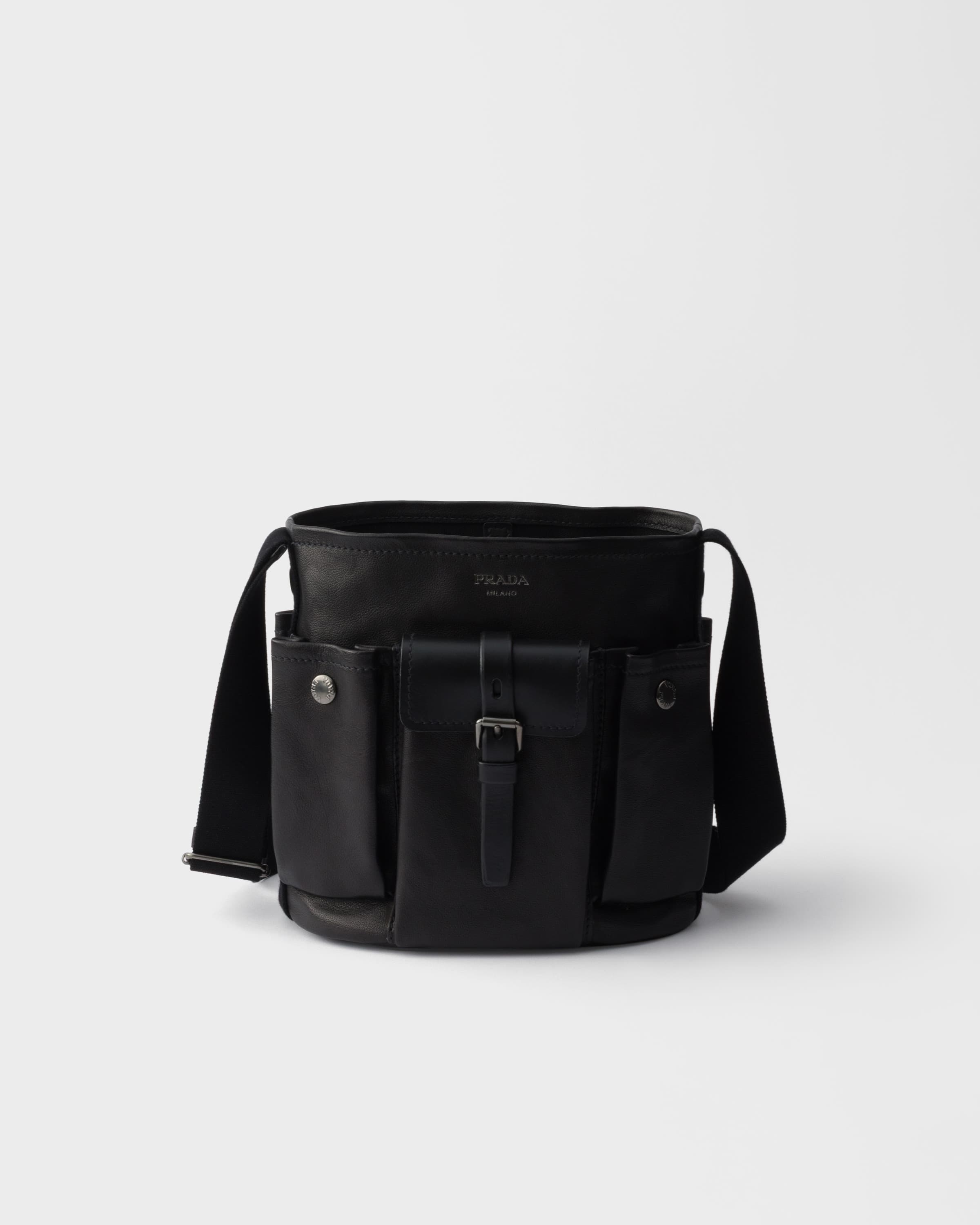 Route leather mini-bucket bag — Black — 1BE106_2G6F_F0002_V_OOO