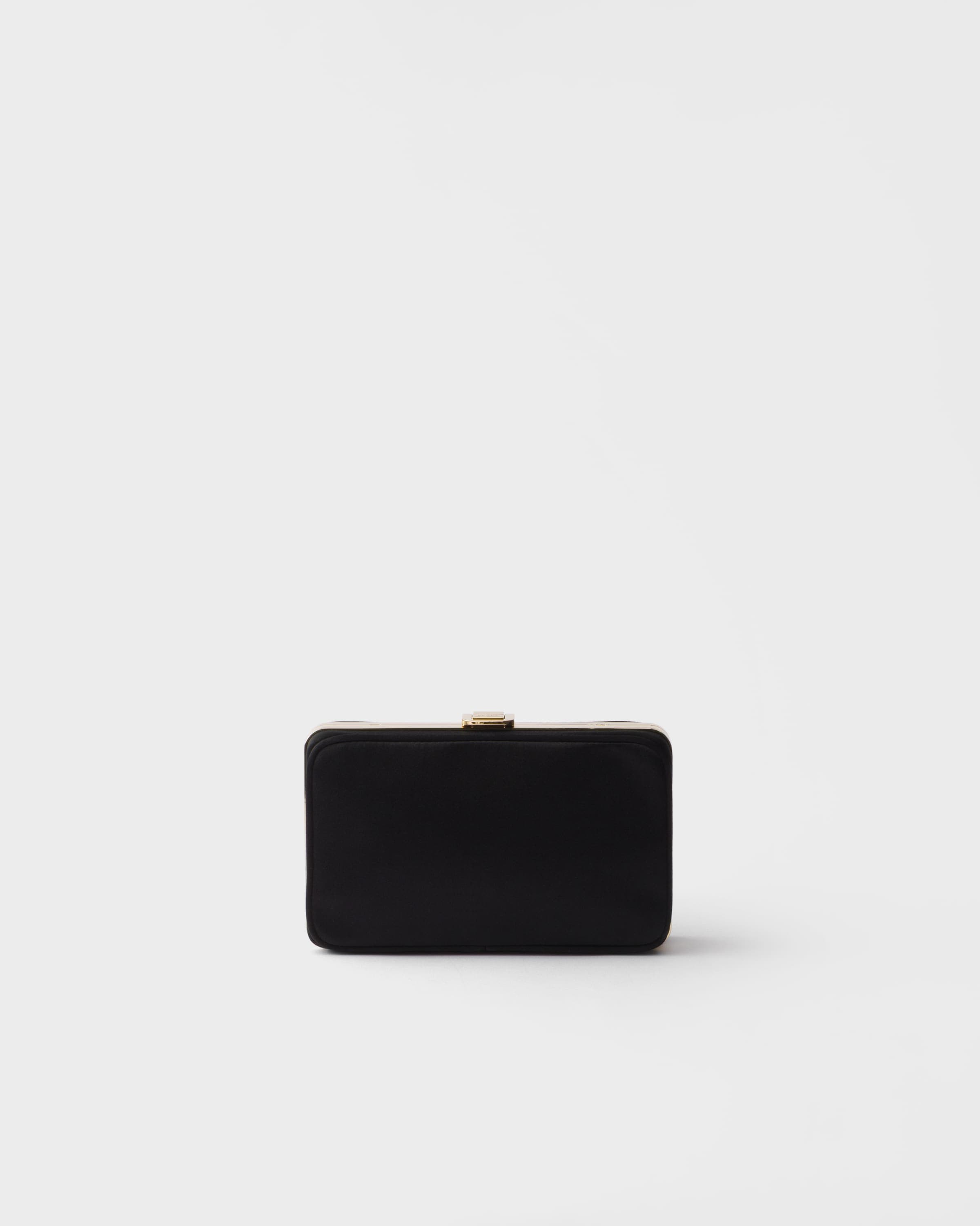 Satin mini-clutch with shoulder strap — Black — 1BF010_AC4_F0002_V_OOO