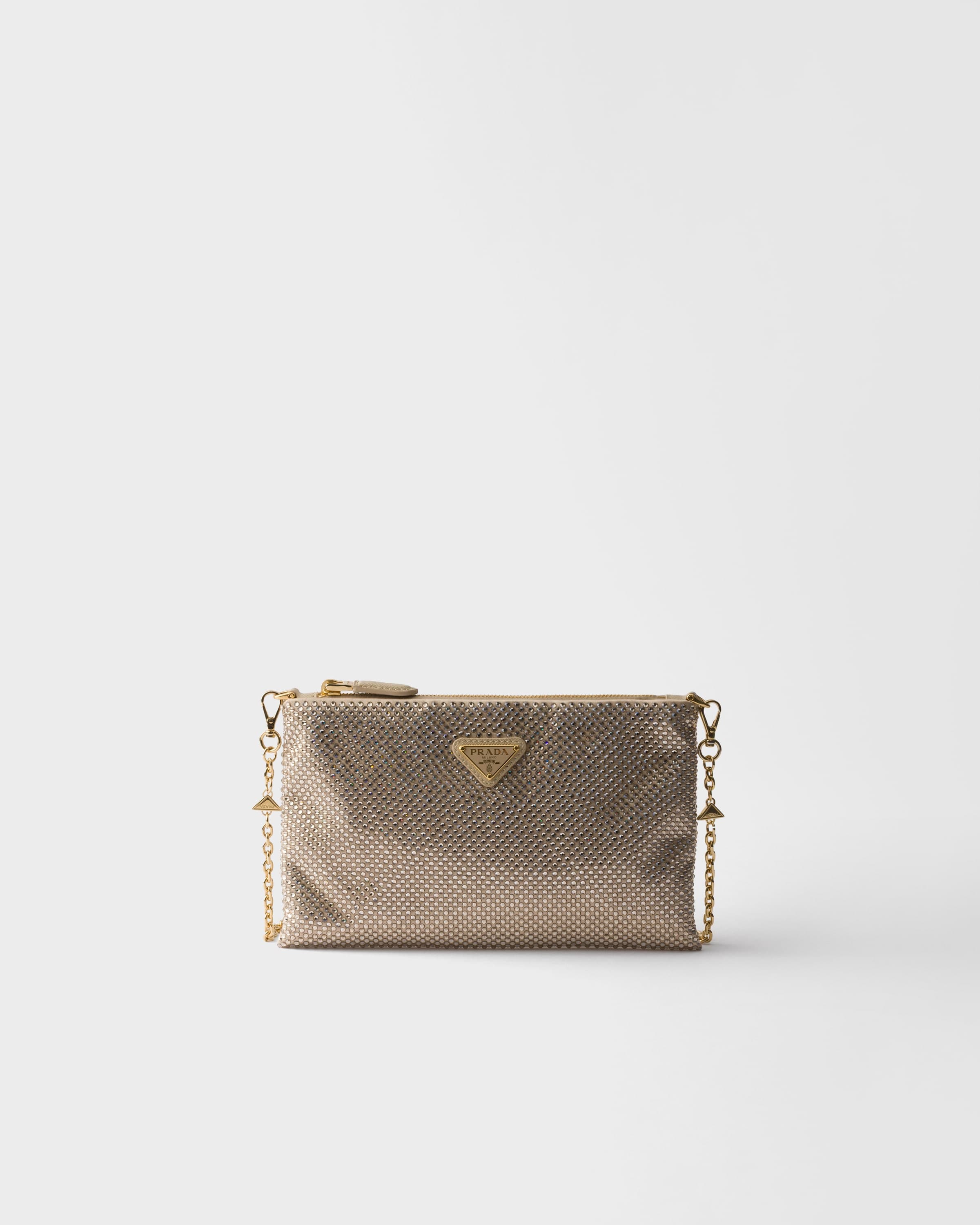 Mini crystal-studded bag with shoulder strap — Sand Beige — 1BF142_2HNJ_F0GCN_V_OOD