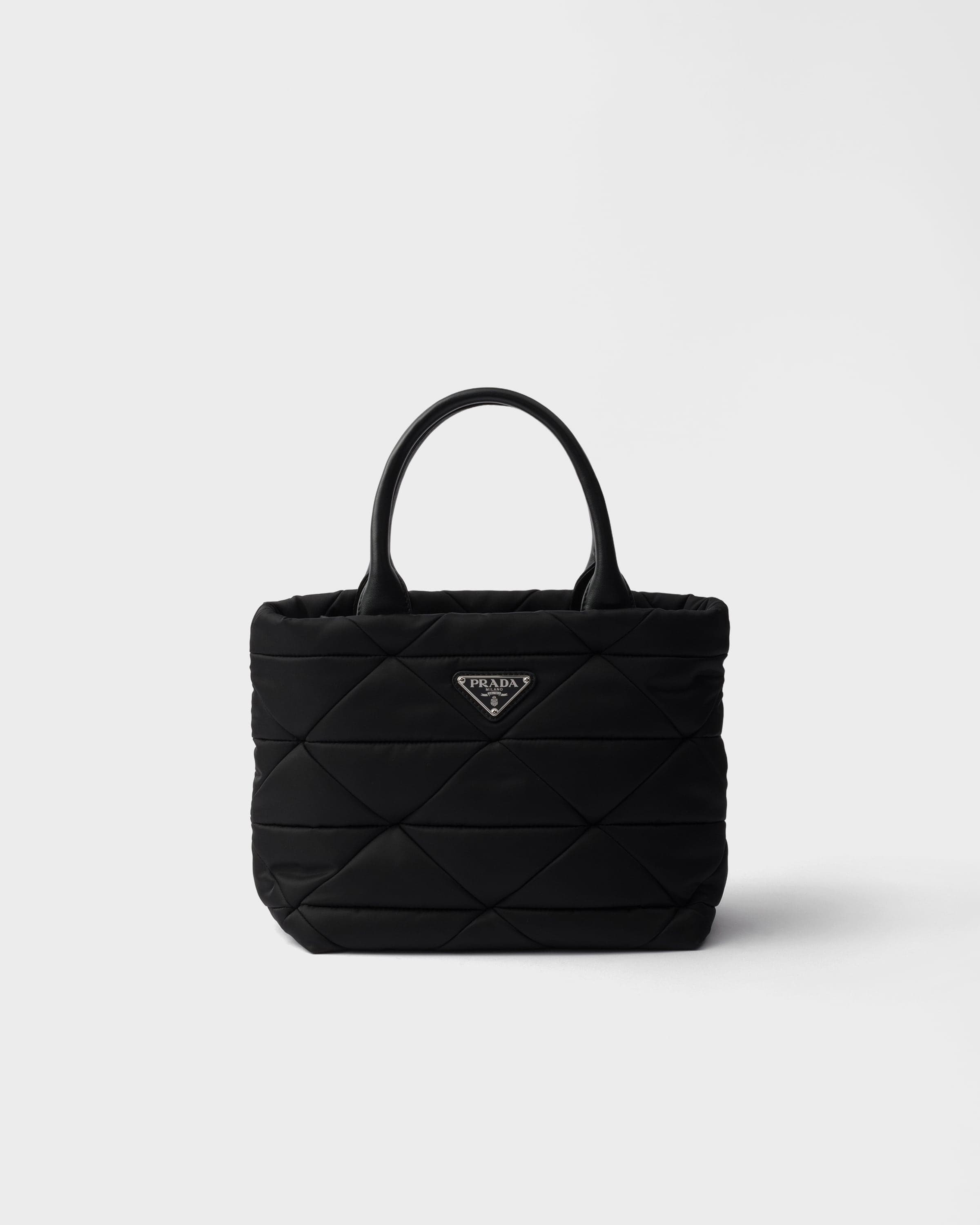 Small padded Re-Nylon tote — Black — 1BG373_RDJN_F0002_V_B9M
