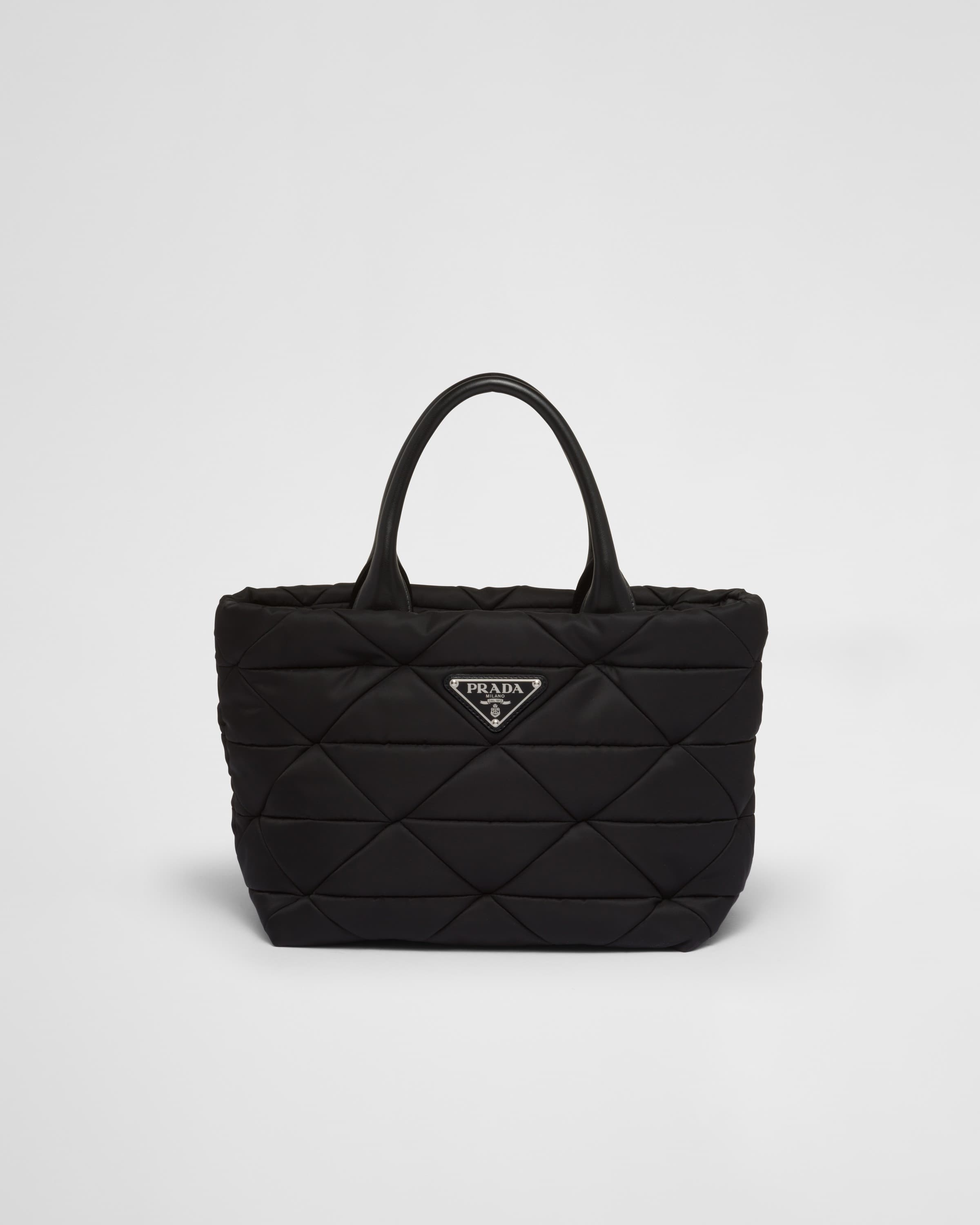 Small Re-Nylon padded tote bag — Black — 1BG436_RDJN_F0002_V_OOO