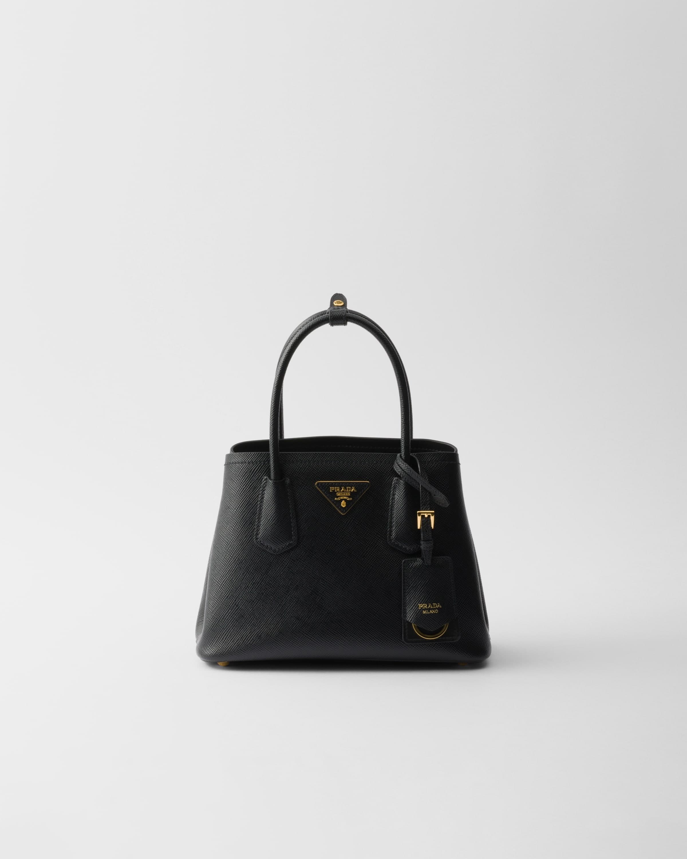 Double small Saffiano leather bag — Black — 1BG443_2A4A_F0002_V_XOG