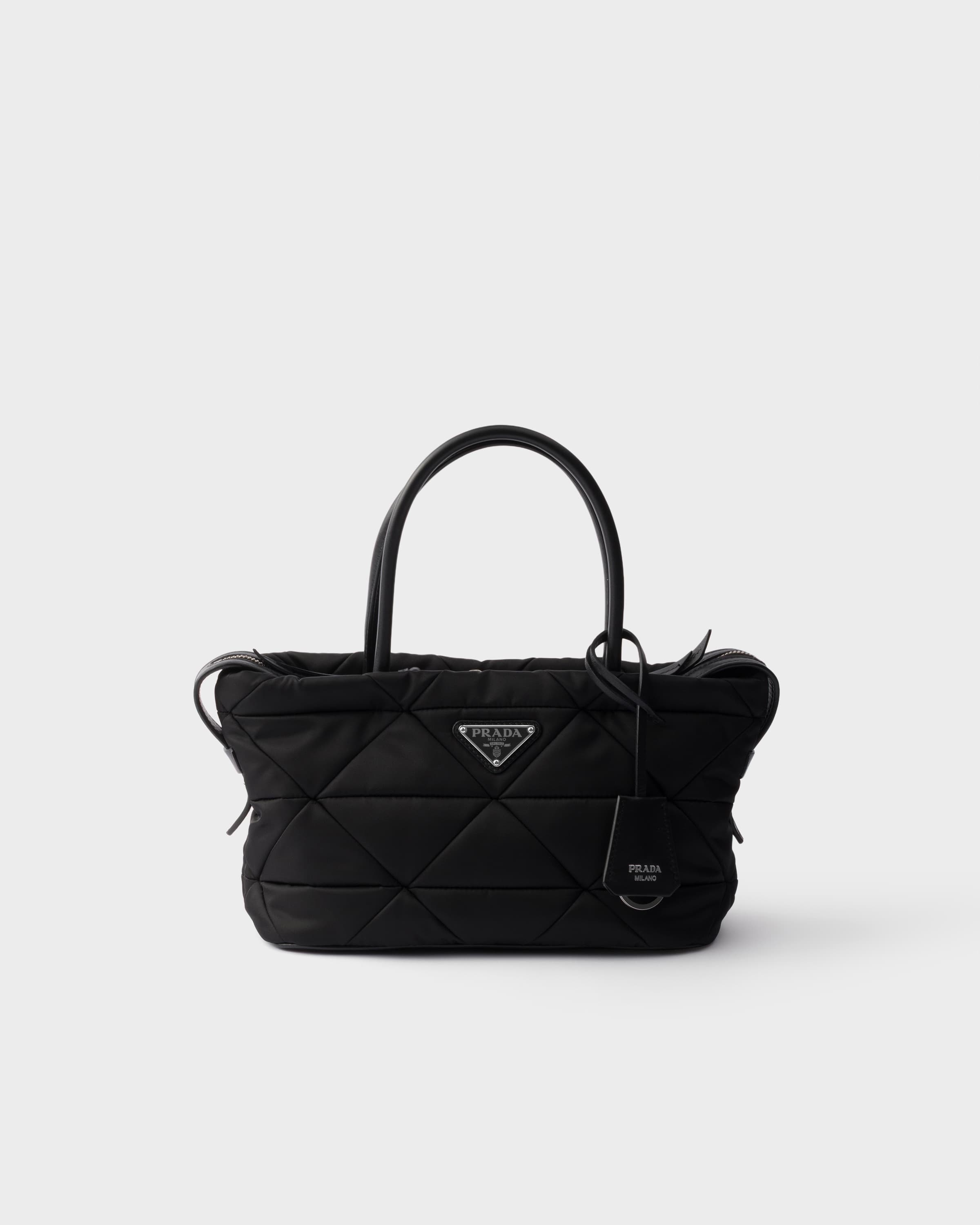 Padded Re-Nylon medium tote bag — Black — 1BG662_RDJN_F0002_V_OOO