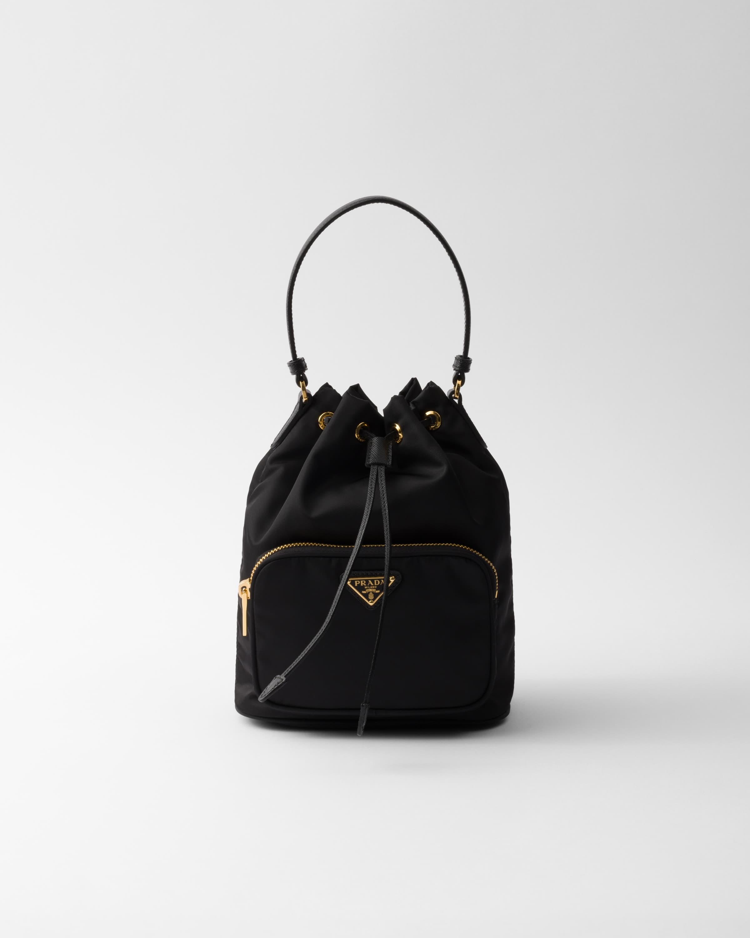 Duet Re-Nylon bucket bag — Black — 1BH038_RV44_F0002_V_UOP