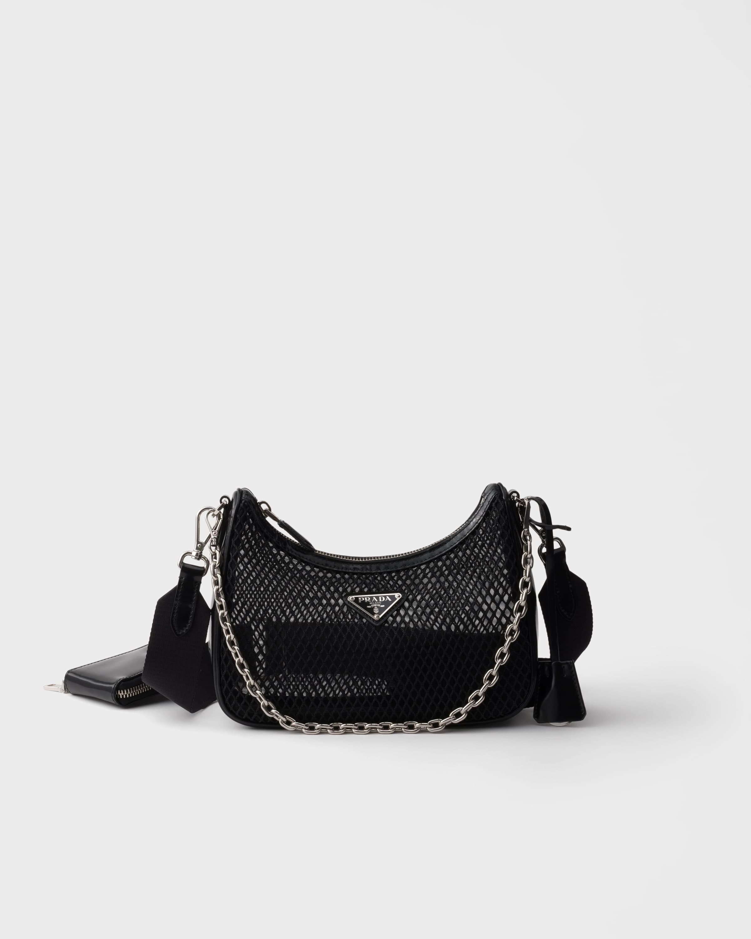 Re-Edition 2005 mesh and brushed leather bag — Black — 1BH204_2DZ8_F0002_V_V2P