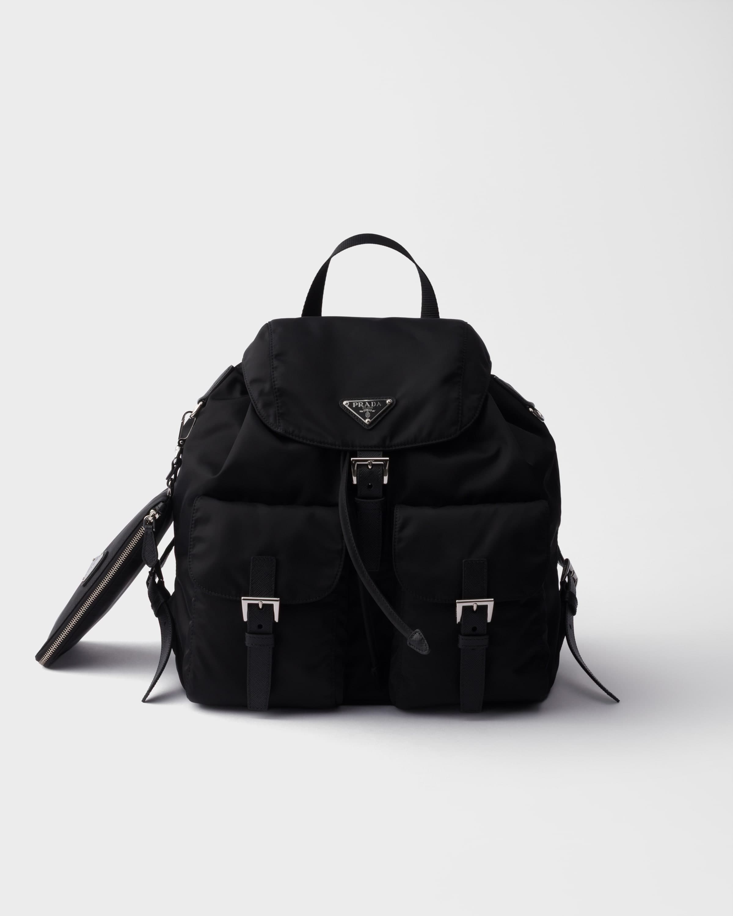 Medium Re-Nylon Backpack — Black — 1BZ811_RV44_F0002_V_OTM