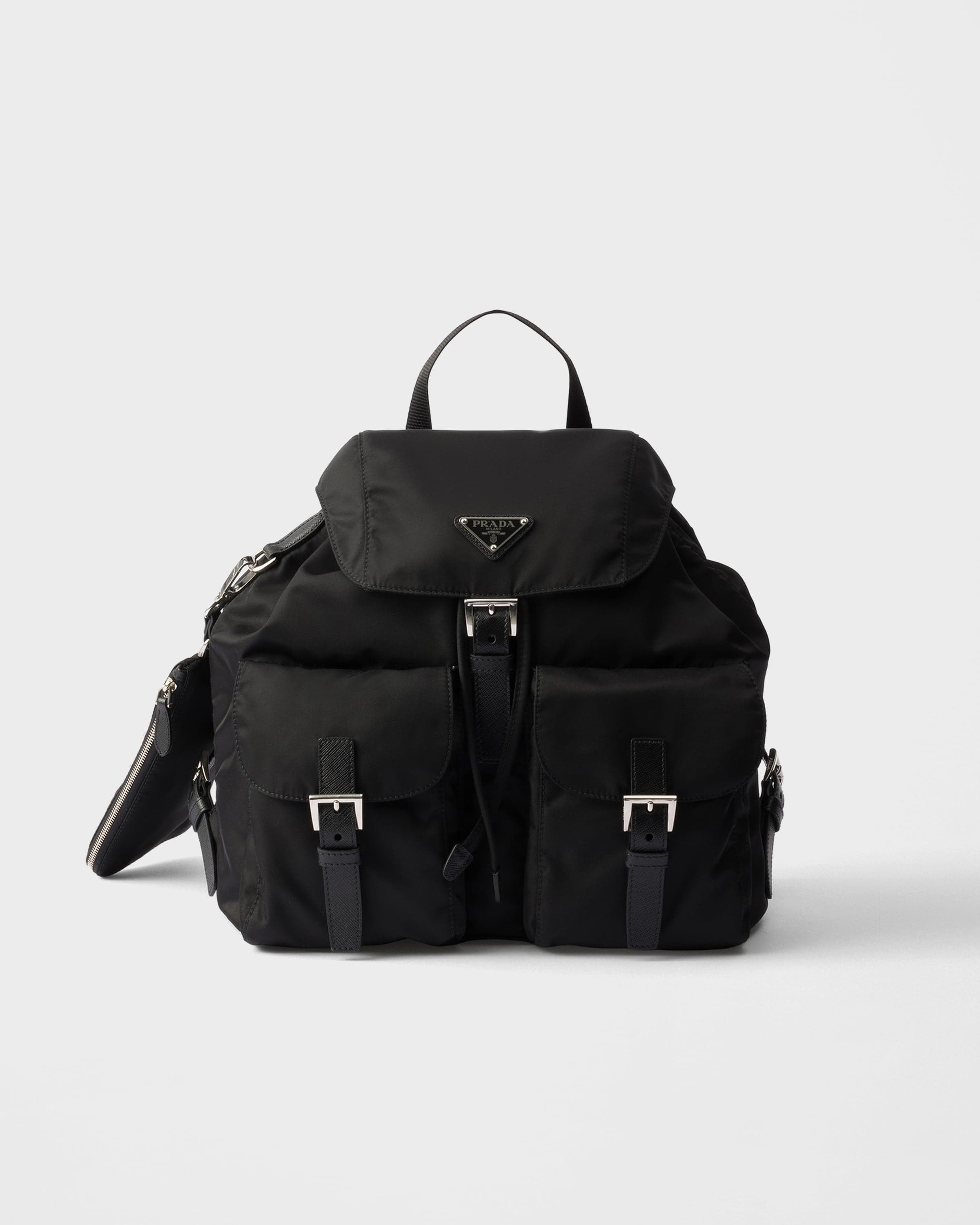 Medium Re-Nylon backpack with pouch — Black — 1BZ811_RV44_F0002_V_OTO