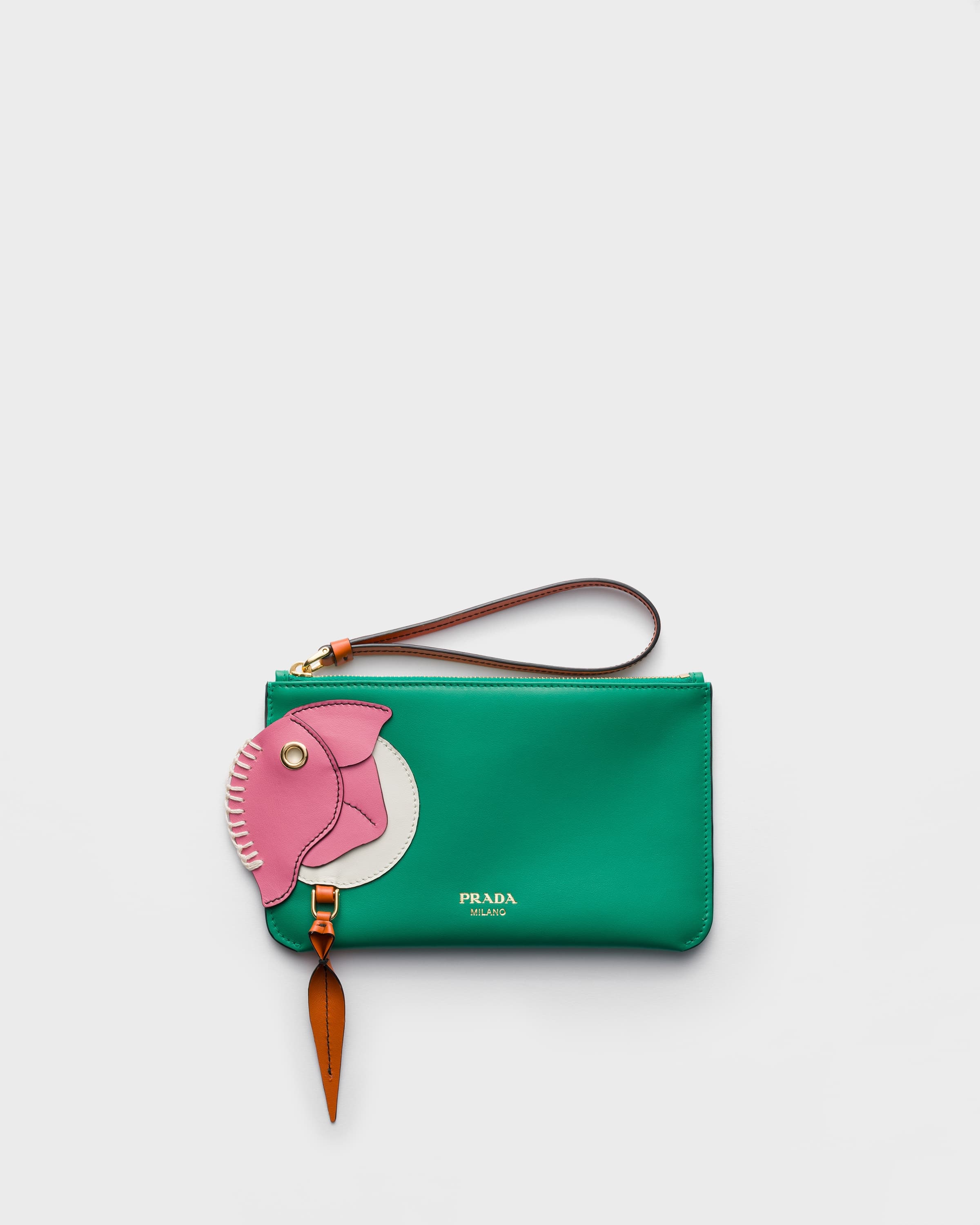 Leather zipper pouch — Begonia/Mango — 1MB080_2G5V_F05IC
