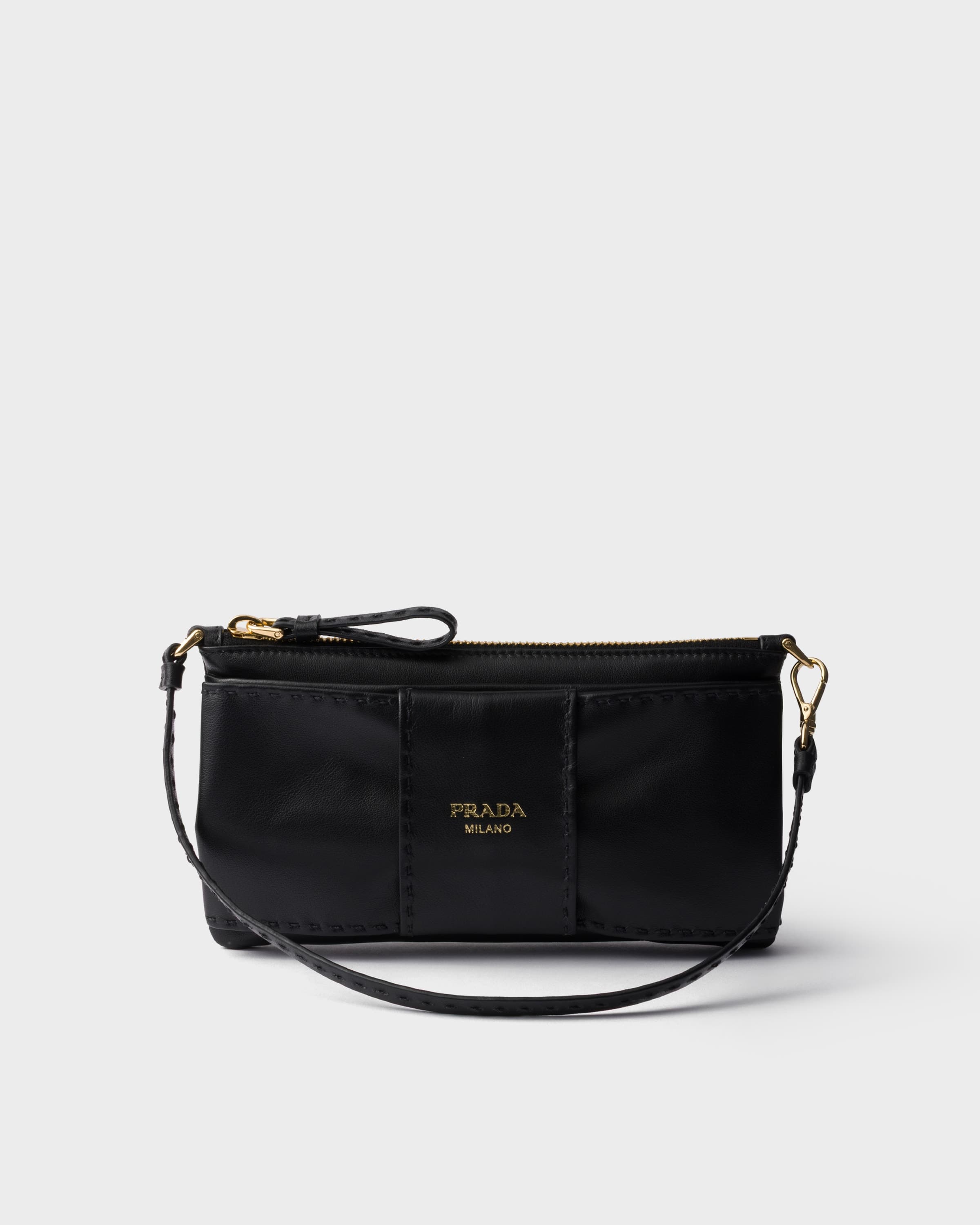 Nappa leather zipper pouch — Black — 1MB082_2DX8_F0002