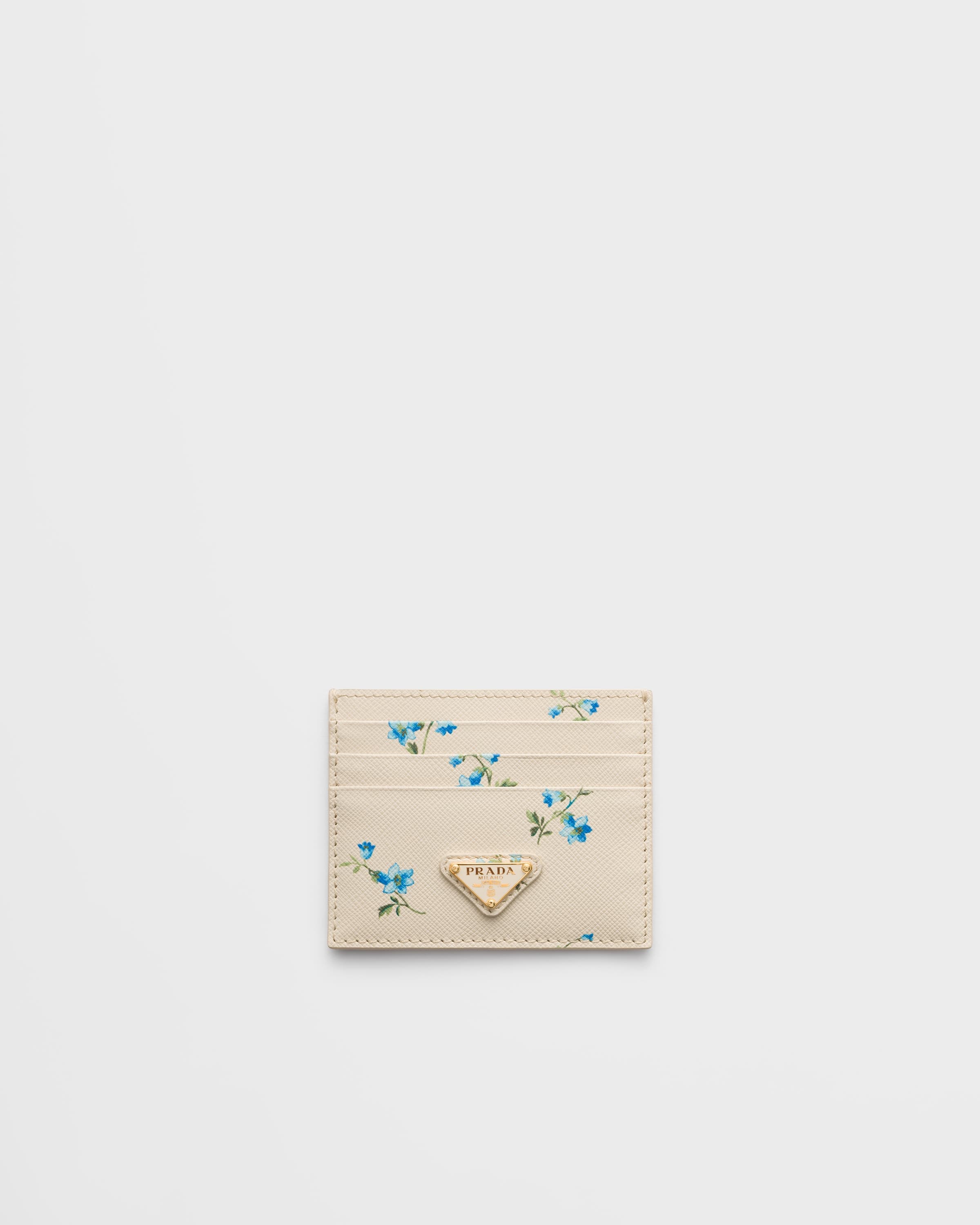 Printed Saffiano leather card holder — Natural — 1MC025_2ZQ9_F0018
