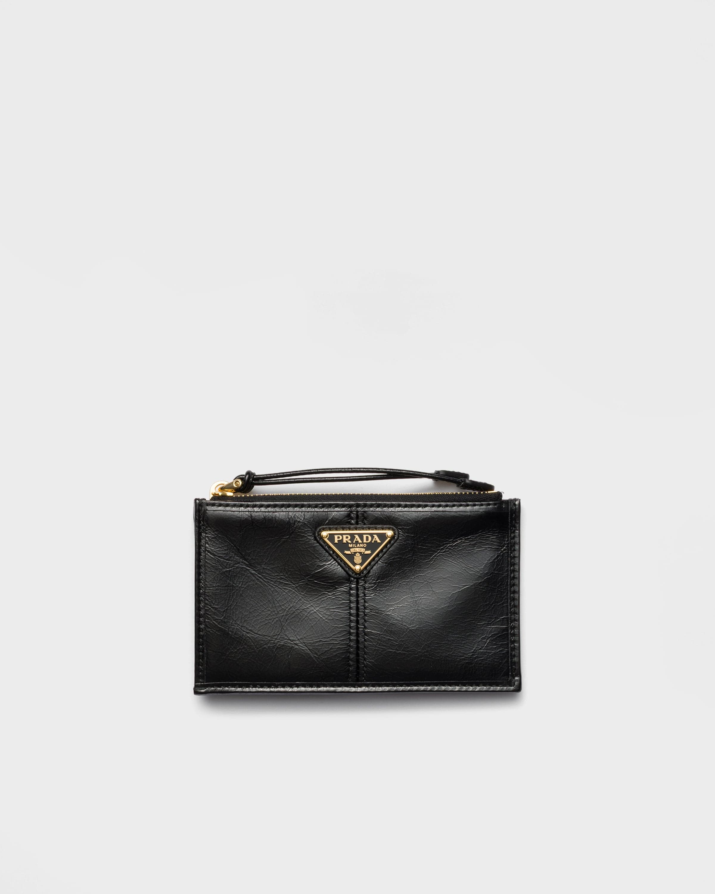 Leather card holder with zipper — Black — 1MC086_2CYR_F0002