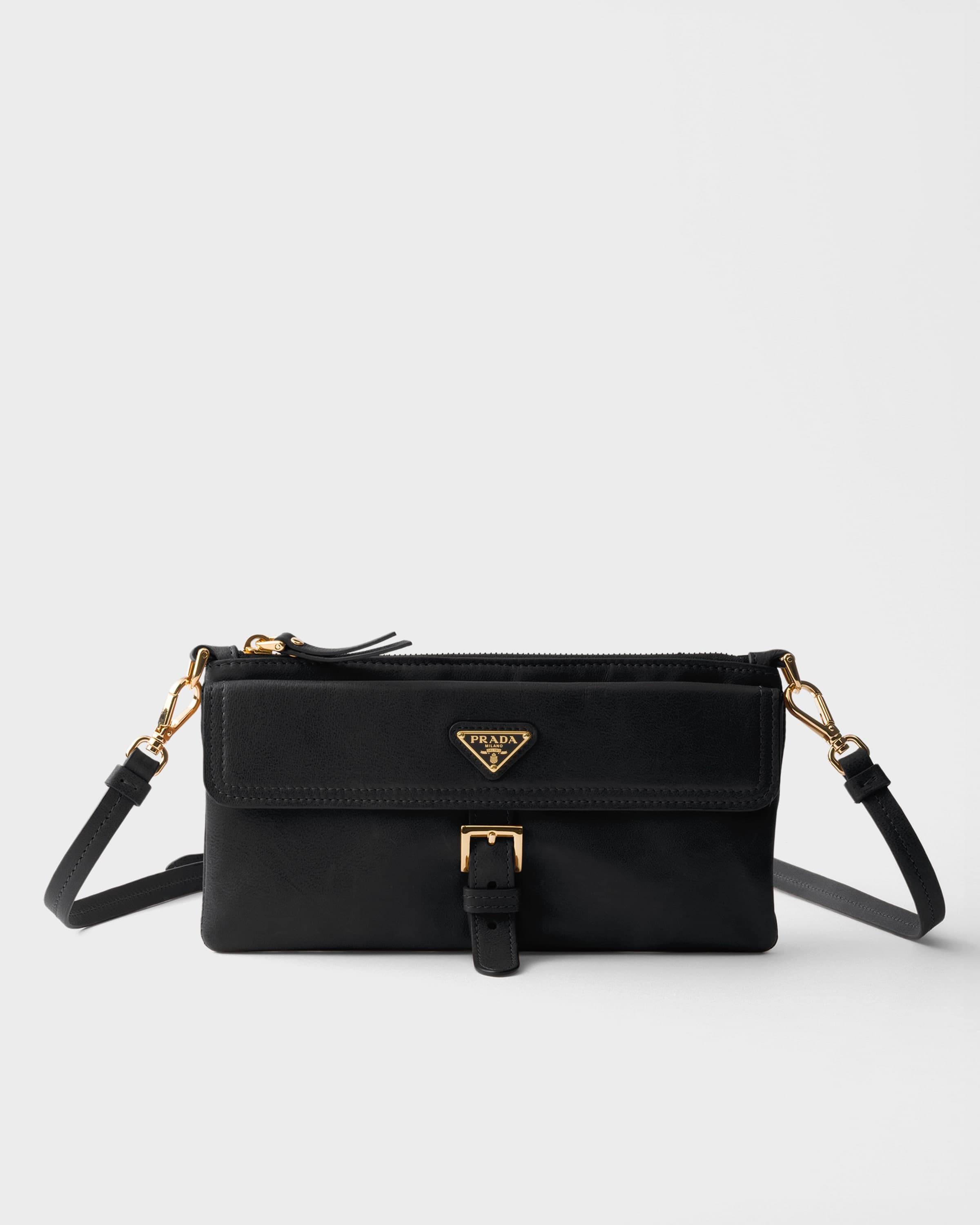 Nappa leather wallet with shoulder strap — Black — 1MT046_2G6Y_F0002