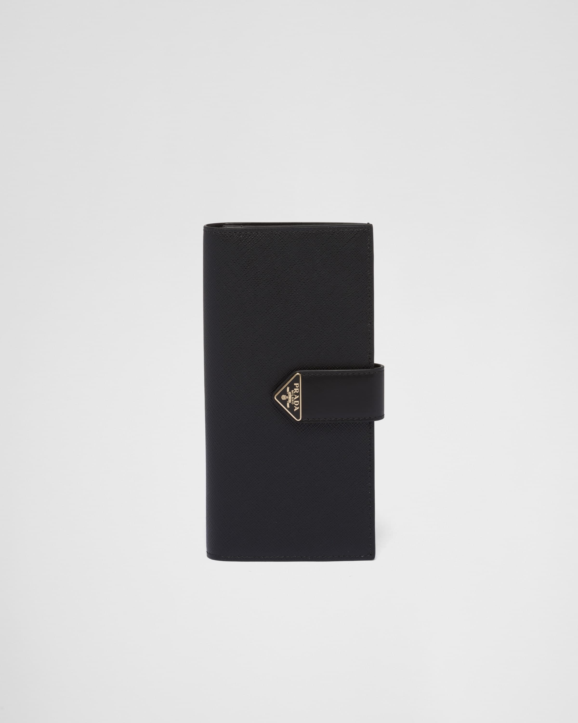 Large Saffiano and smooth leather wallet — Black — 1MV025_2DYG_F0002