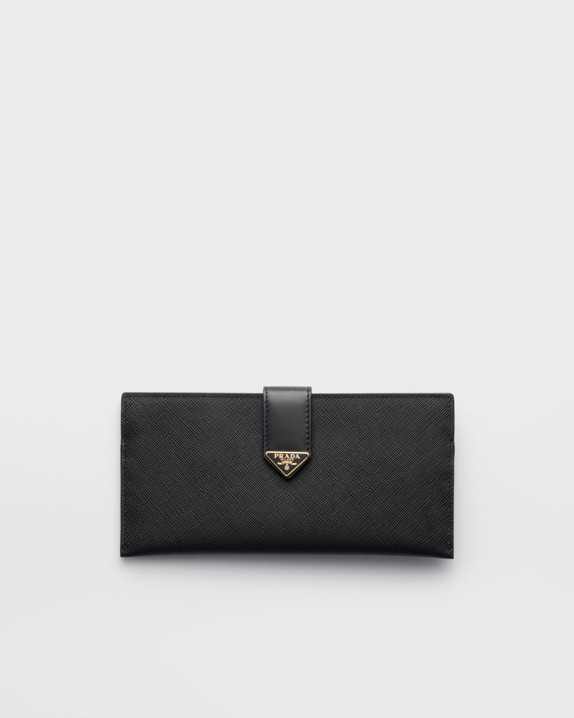 Large Saffiano and leather wallet — Black — 1MV029_2DYG_F0002