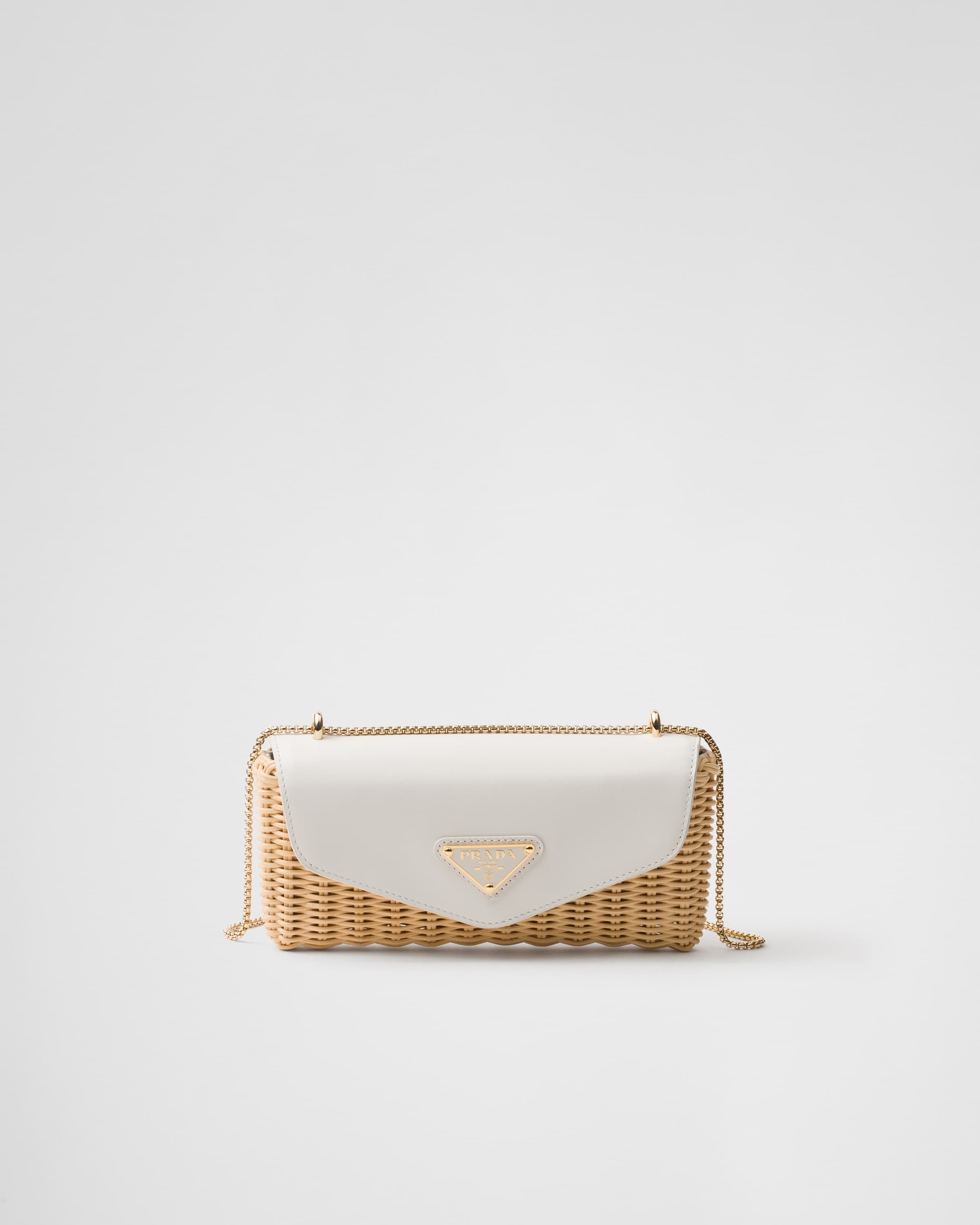 Wicker and leather mini bag — Tan/White — 1NR012_2BVU_F0N86