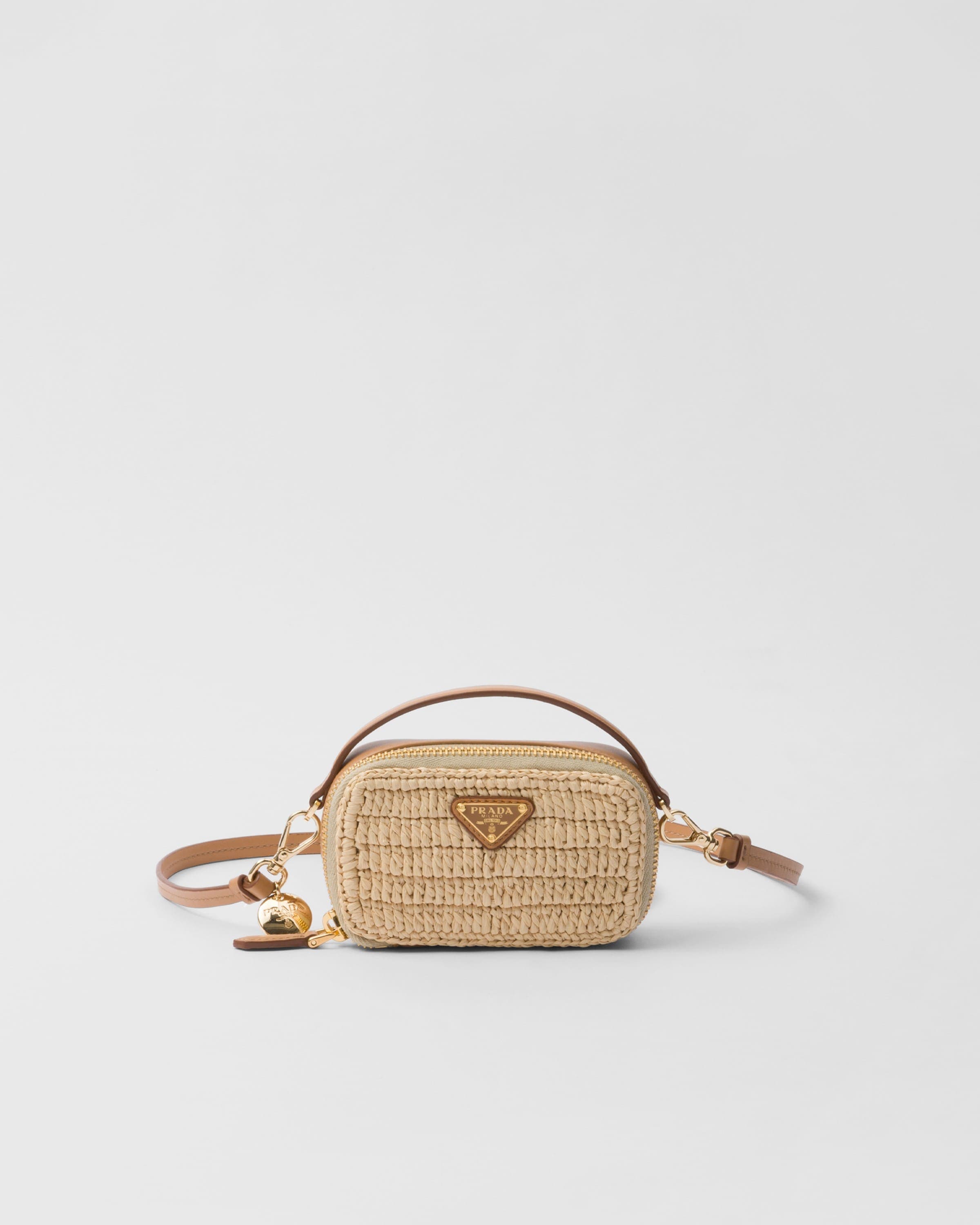 Crochet and leather mini-pouch — Natural — 1NR025_2CYC_F0018