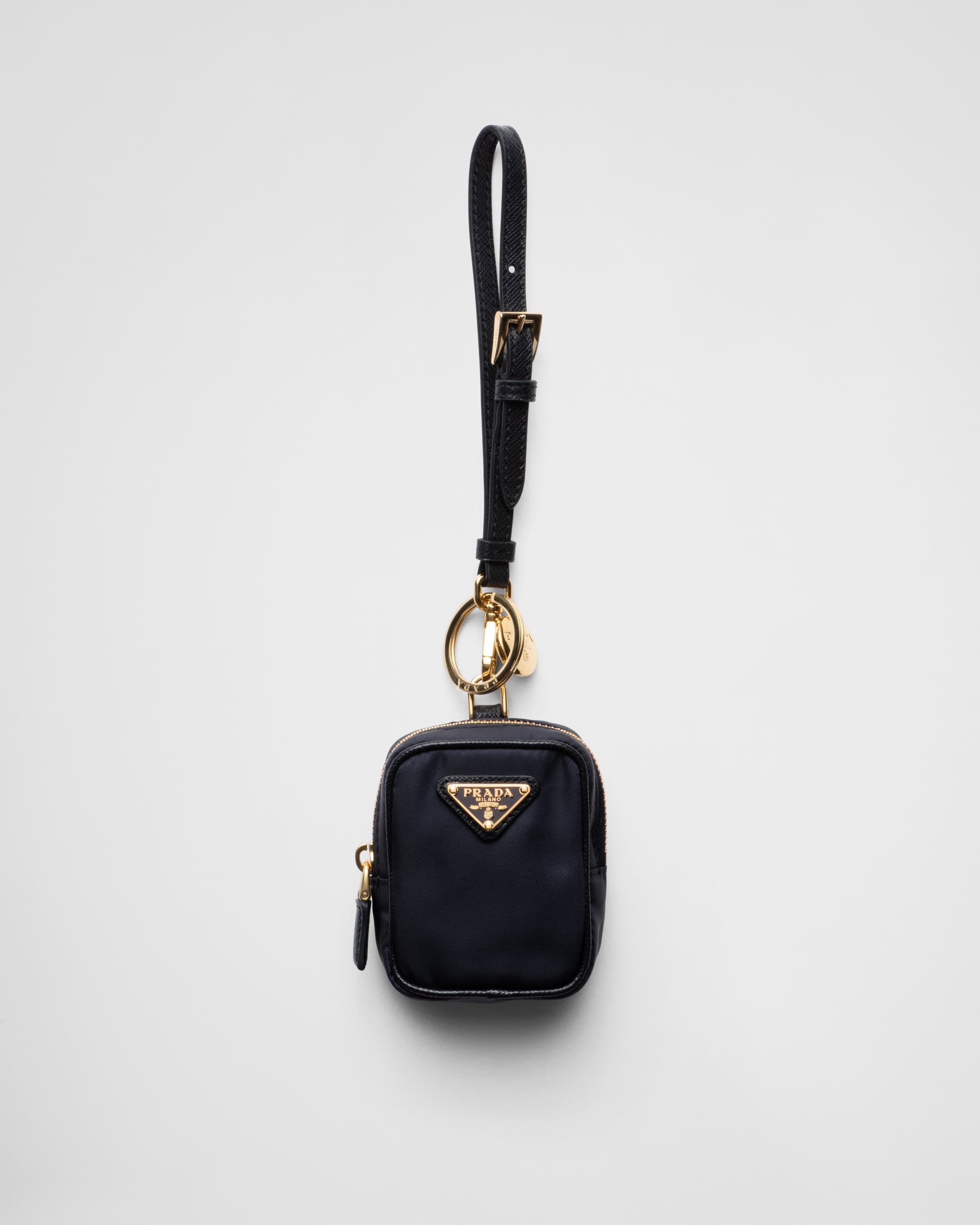 Re-Edition 1978 Re-Nylon mini-pouch with keychain — Blue — 1TT200_2DMK_F0355