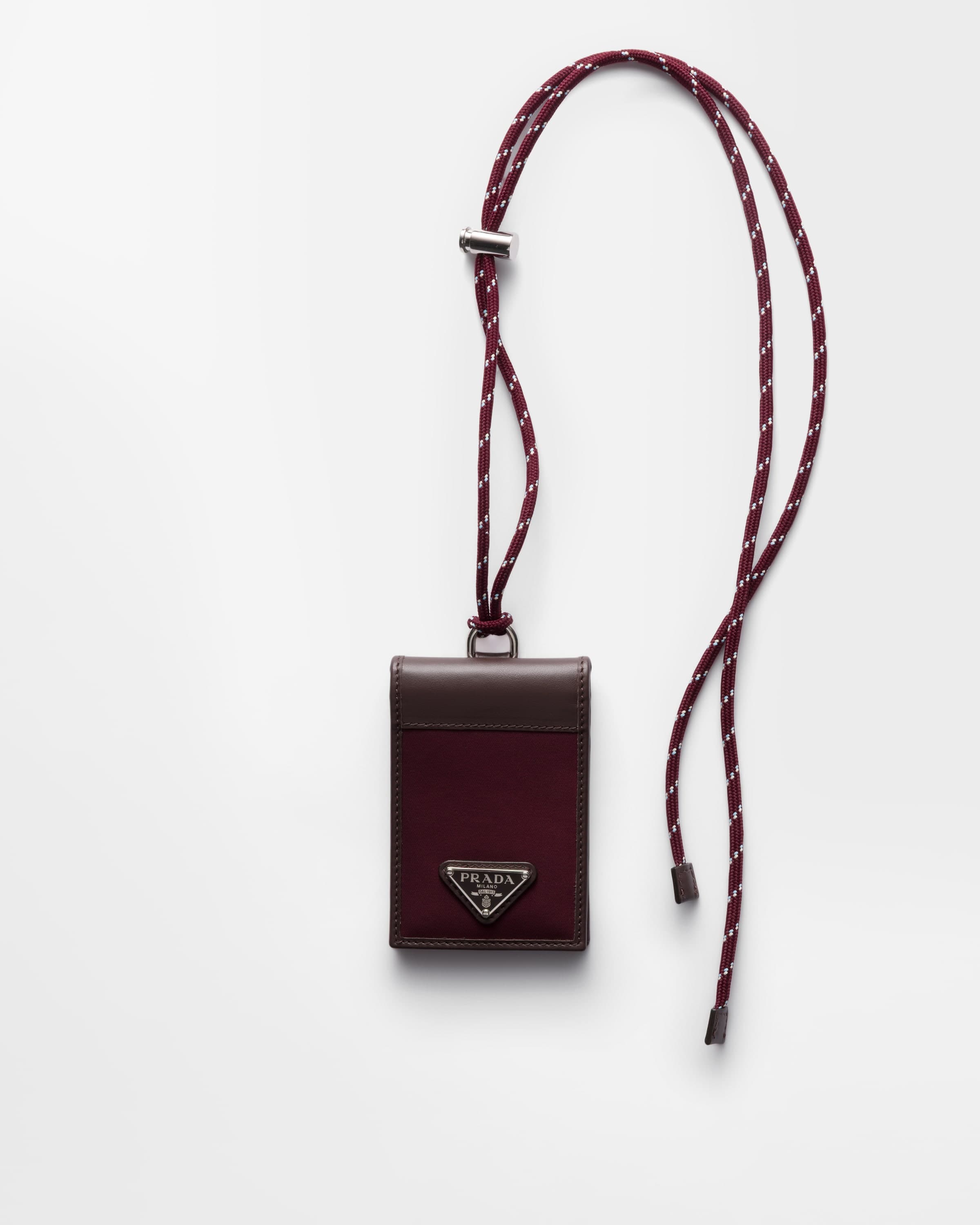 Speedrock Re-Nylon and leather card holder with strap — Burgundy — 2MR047_2DW3_F0007