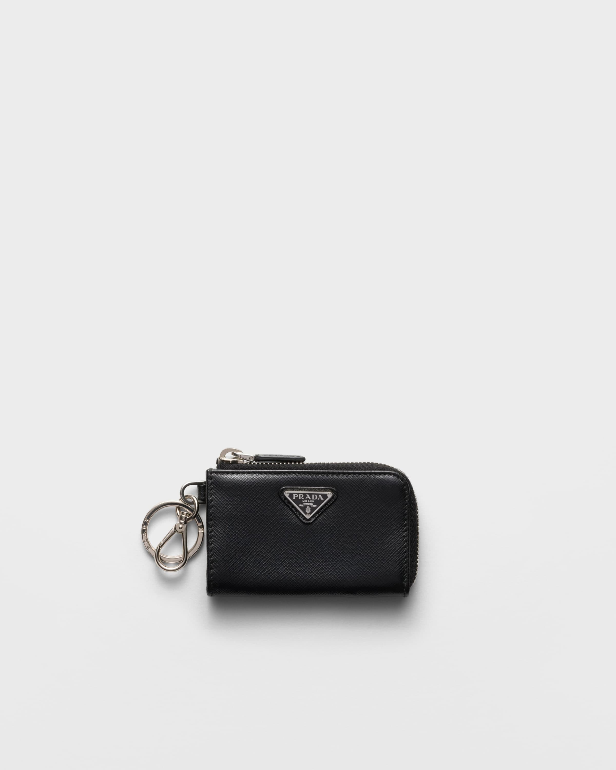 Saffiano Leather Mini Pouch with keychain — Black — 2TT085_2AHF_F0002