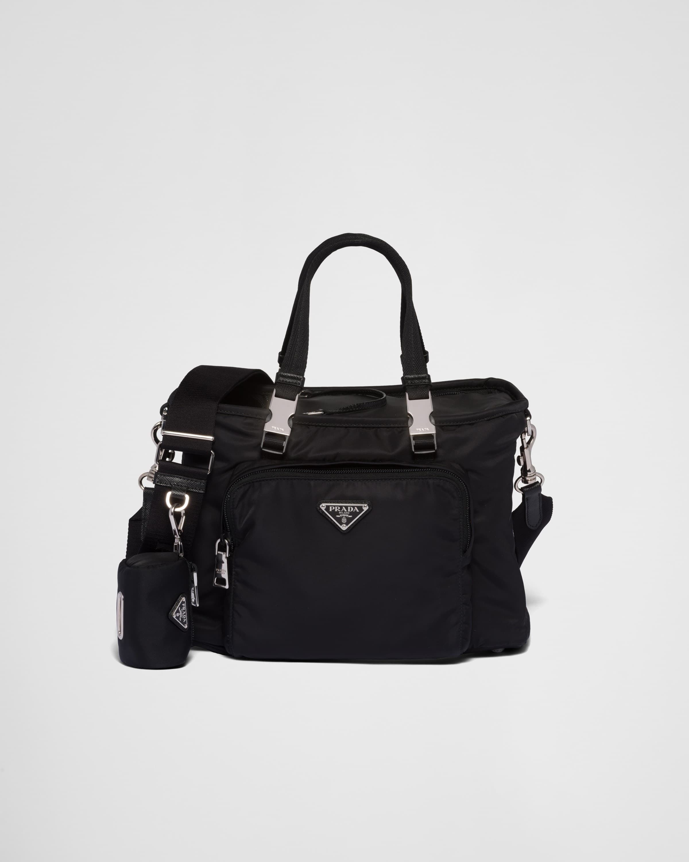 Re-Nylon and Saffiano leather pet bag — Black — 2VC030_2DMT_F0002_V_N9O
