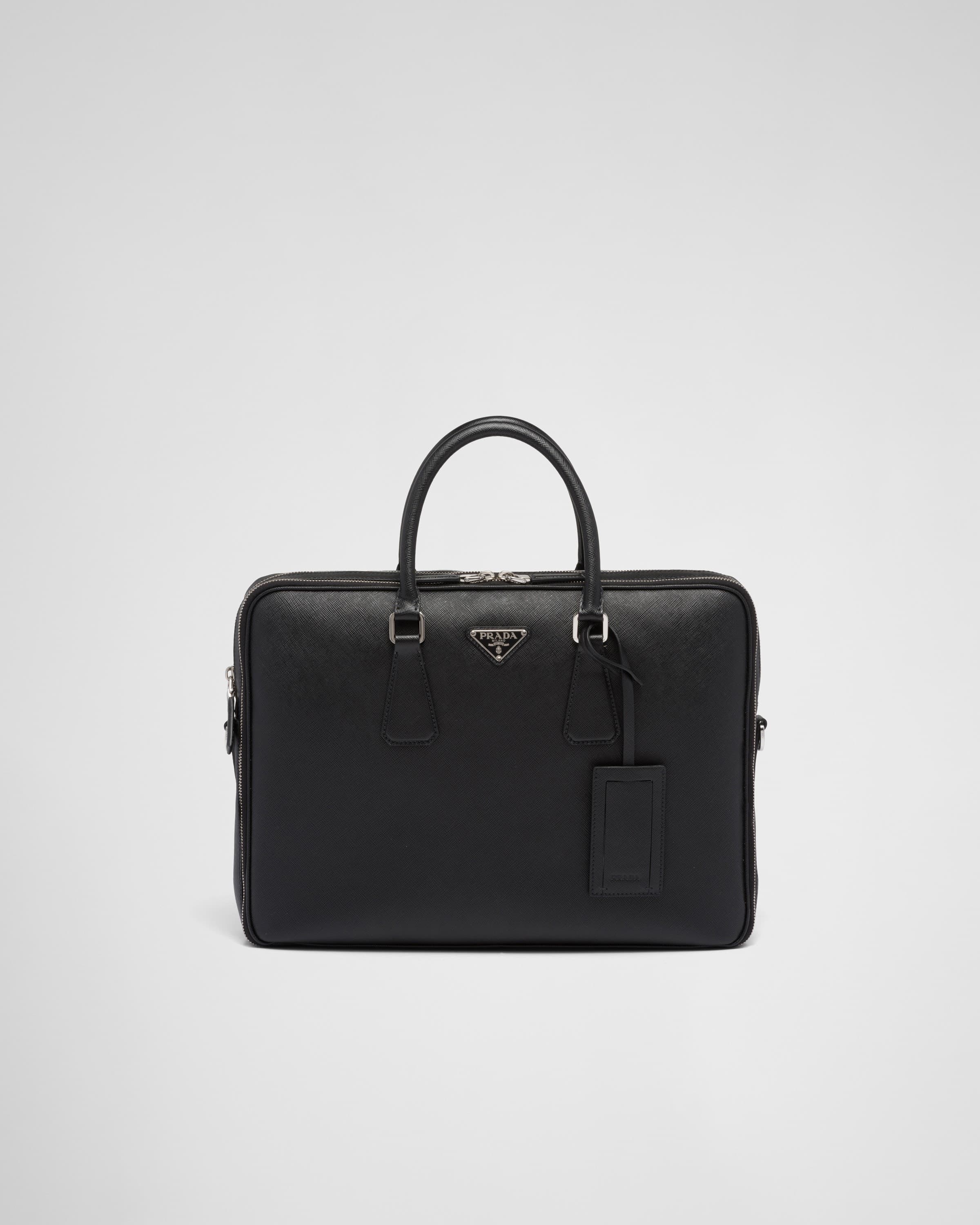 Saffiano leather briefcase — Black — 2VE022_9Z2_F0002_V_OOO