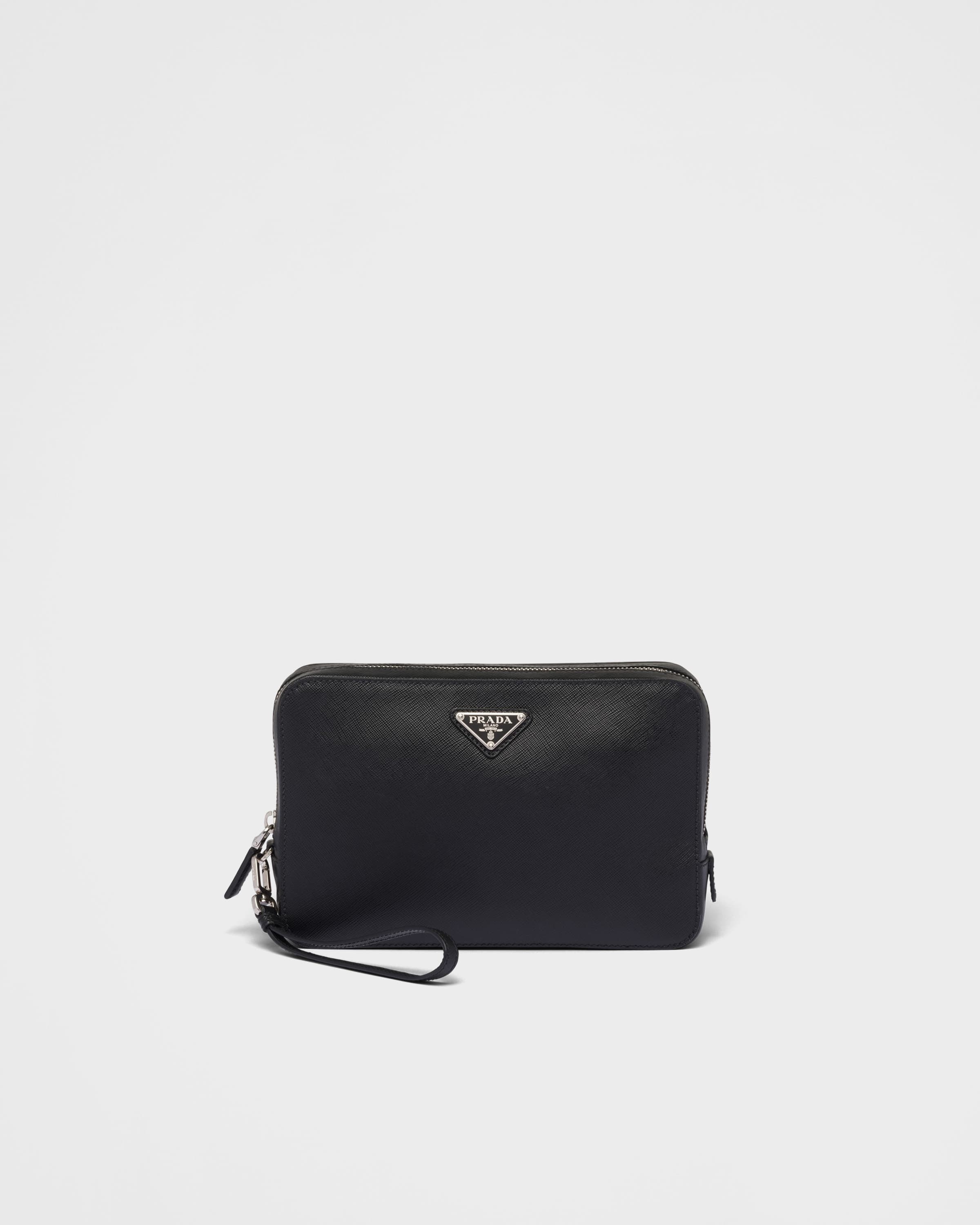 Saffiano Leather Clutch — Black — 2VF017_9Z2_F0002_V_OOO