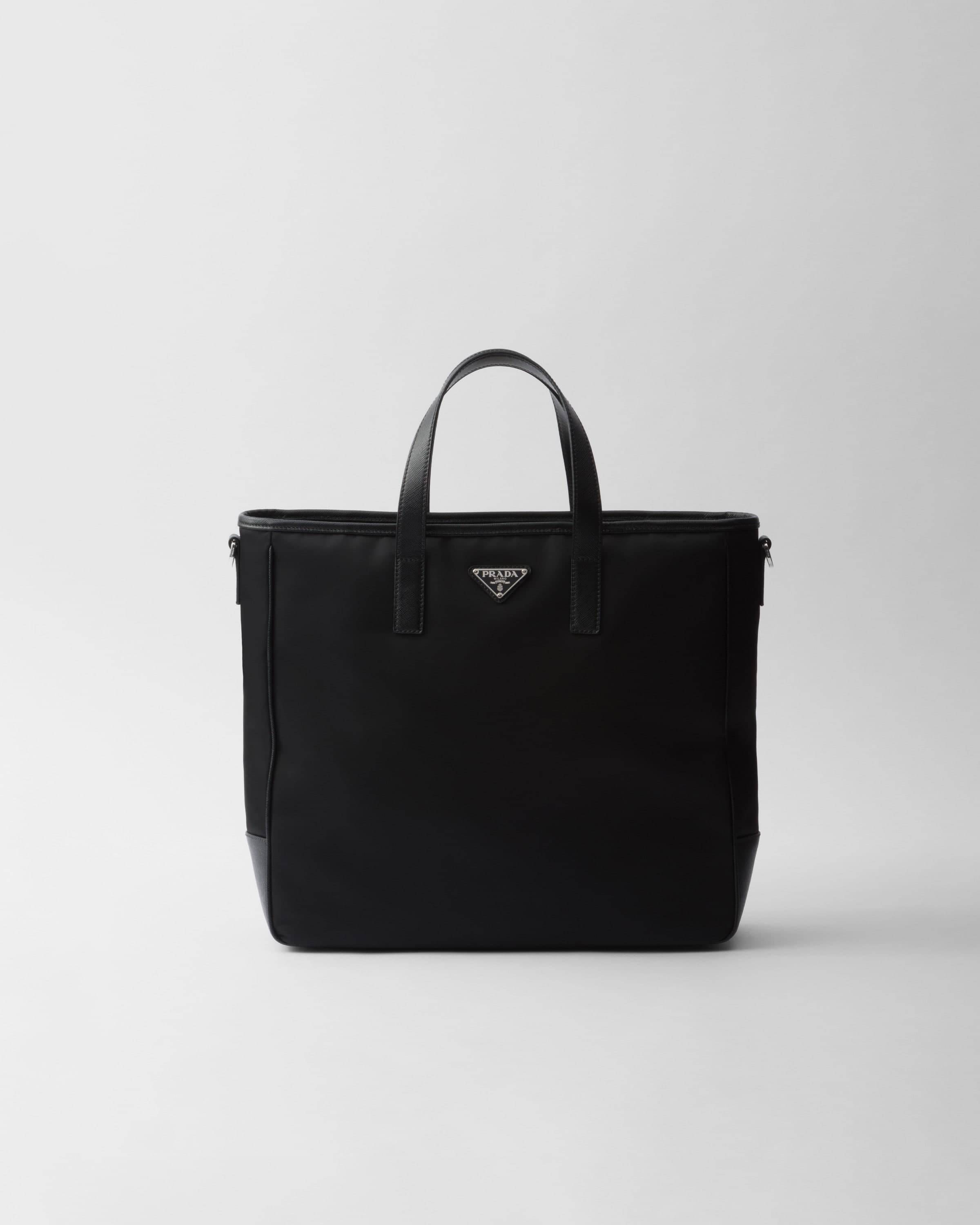 Re-Nylon and Saffiano leather tote bag — Black — 2VG064_2DMH_F0002_V_XOO