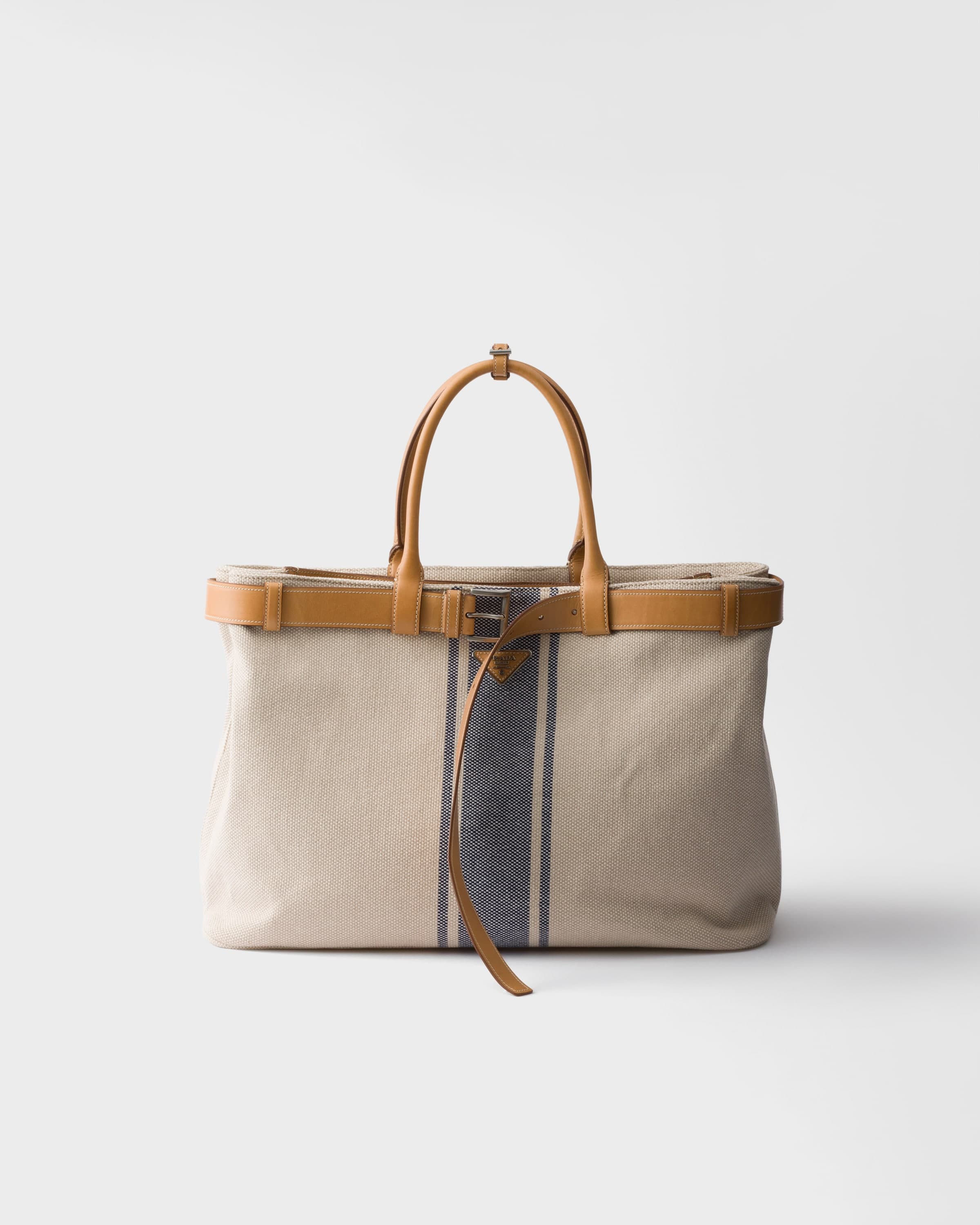 Buckle canvas and leather bag — Beige/Baltic Blue — 2VG126_2ZPW_F0Z12_V_OJR