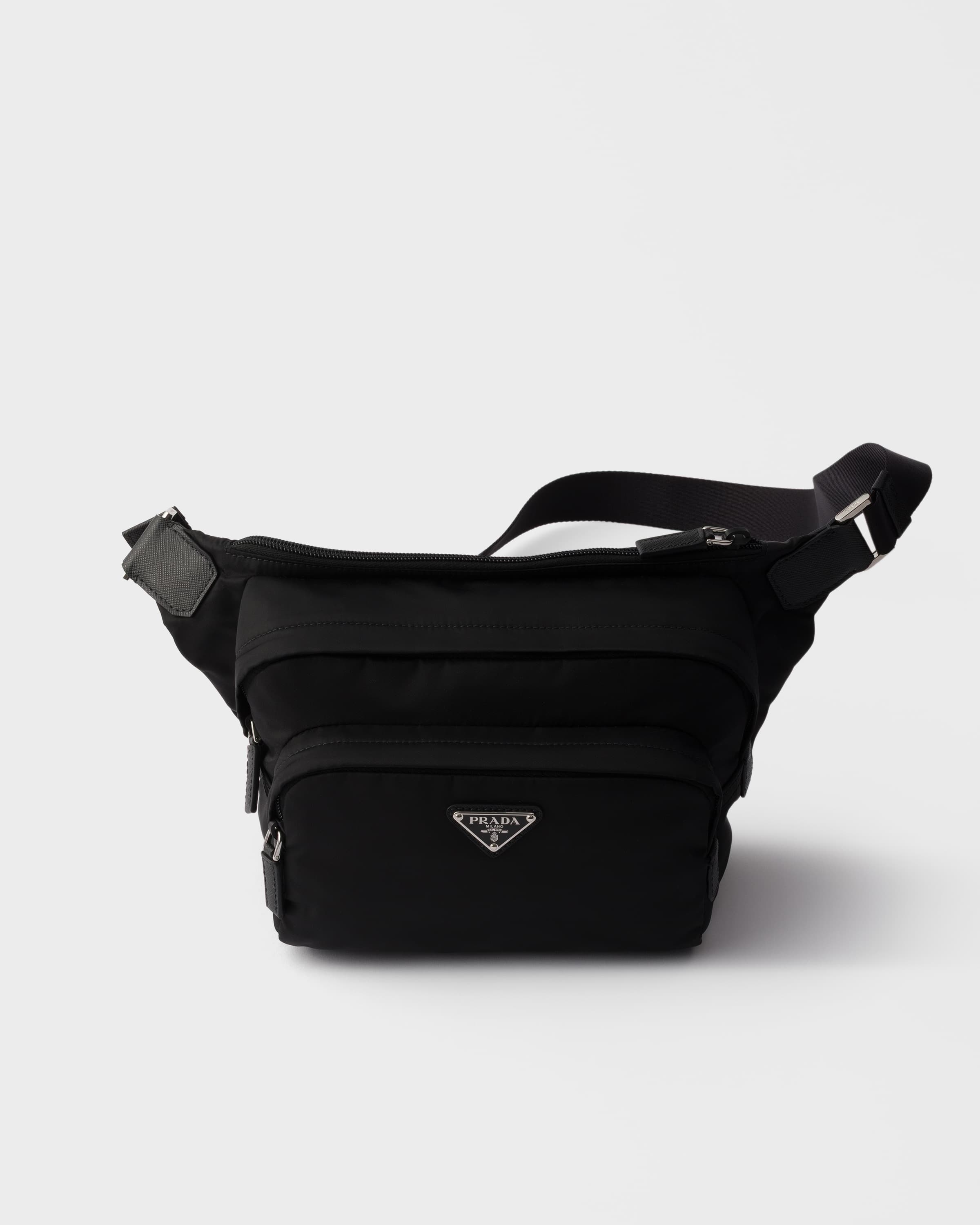 Re-Nylon and leather shoulder bag — Black — 2VH200_2DMG_F0002_V_OOO