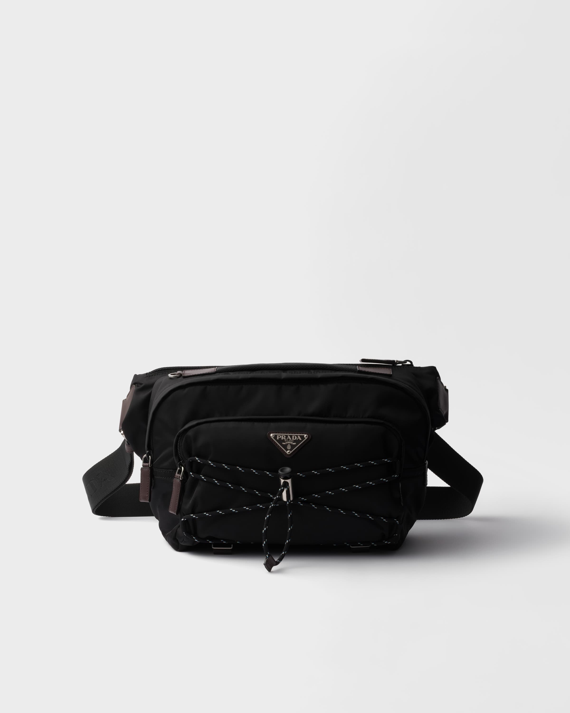 Speedrock Re-Nylon and leather shoulder bag — Black — 2VH201_2DMG_F0002_V_OOO