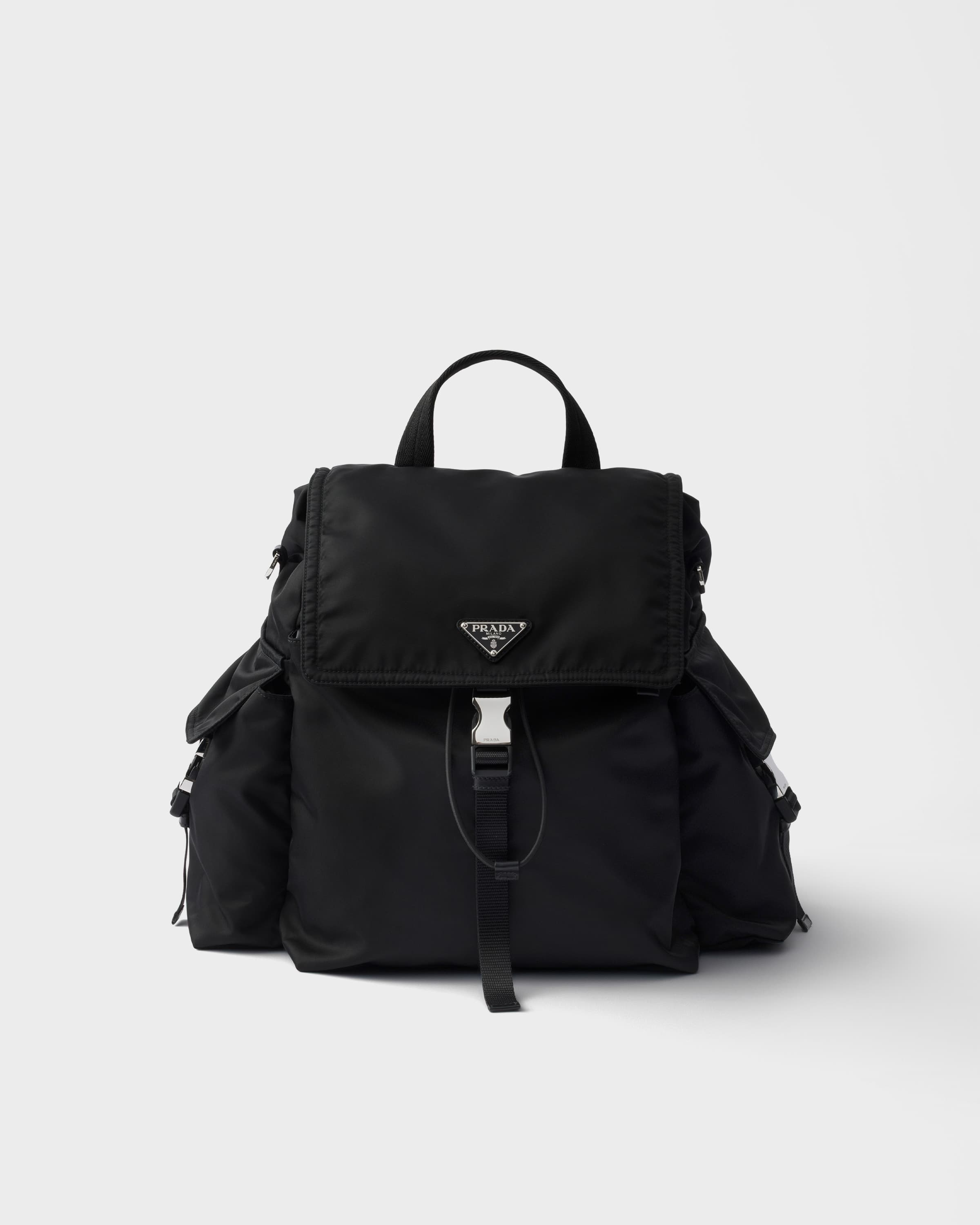 Explore Re-Nylon and leather backpack — Black — 2VZ118_2DW3_F0002_V_OOO