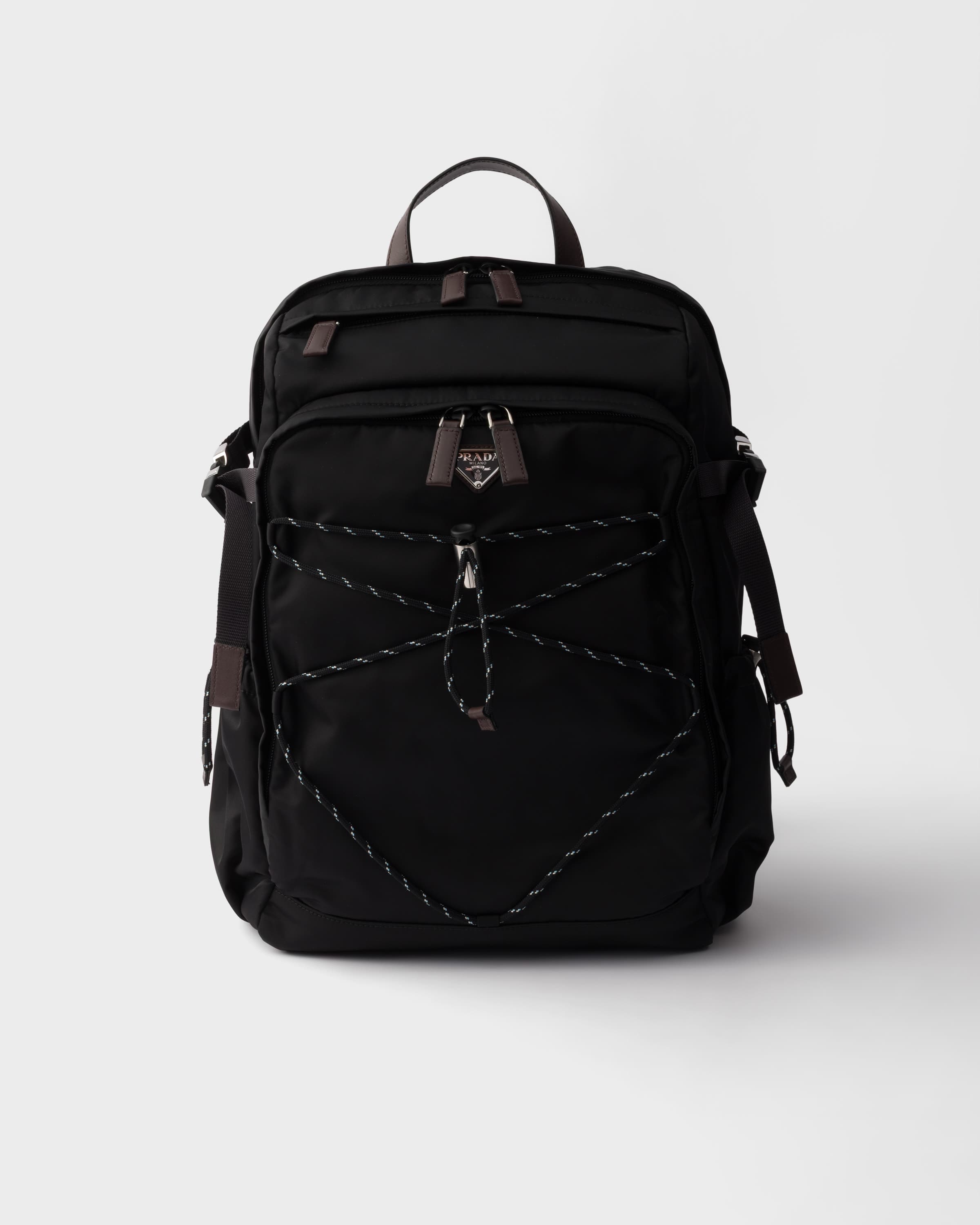 Speedrock Re-Nylon and leather backpack — Black — 2VZ122_2DMG_F0002_V_OOO