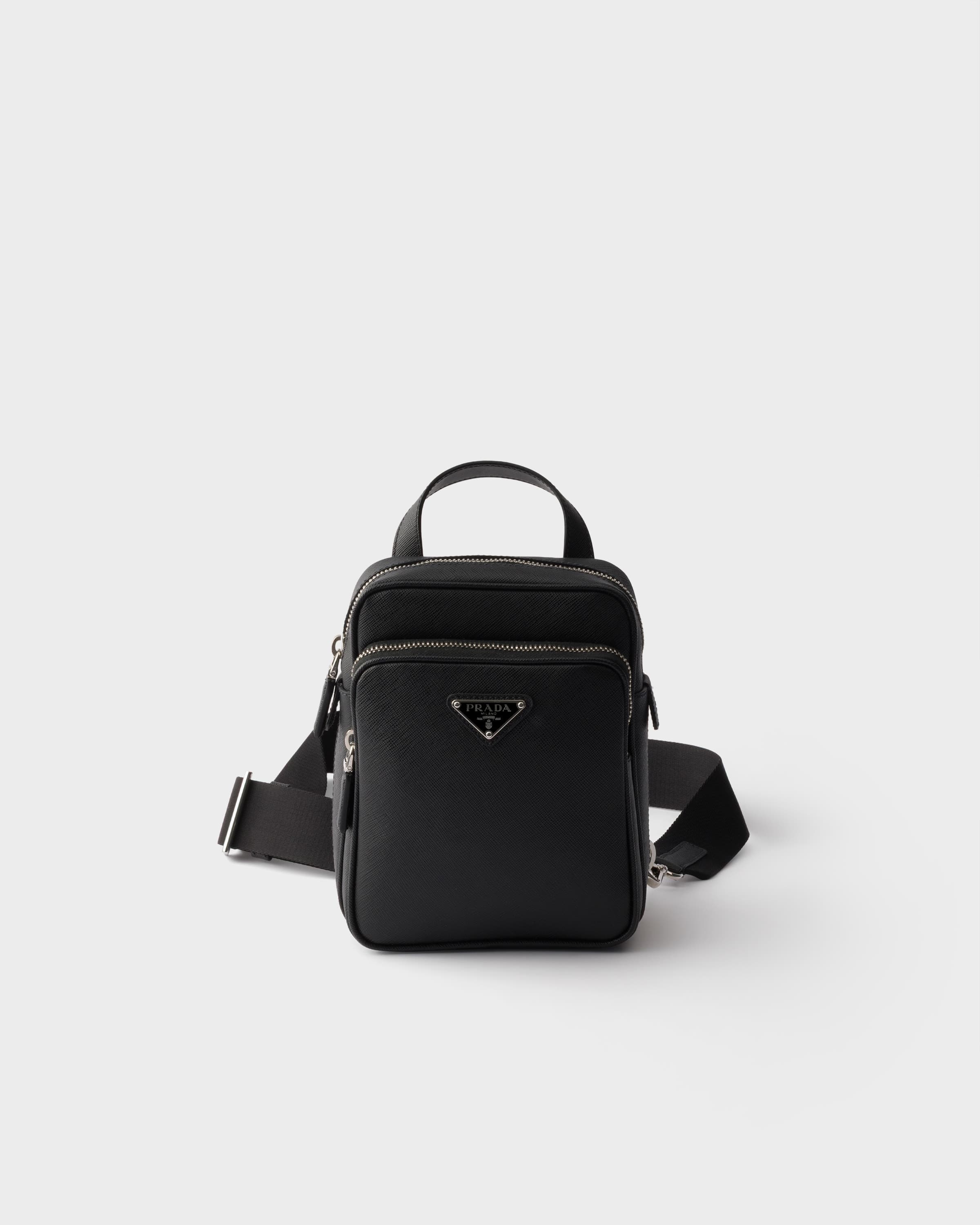Saffiano leather mini one-shoulder backpack — Black — 2VZ124_9Z2_F0002_V_OOO