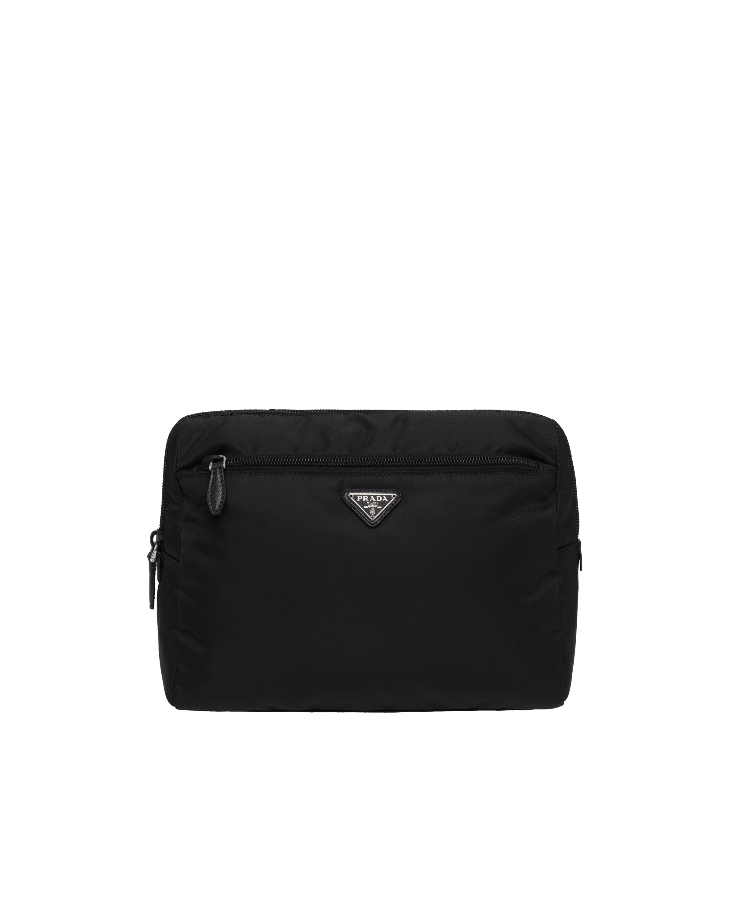 Large Re-Nylon travel pouch — Black/Astral Blue — 1NA014_RCFK_F0OK0