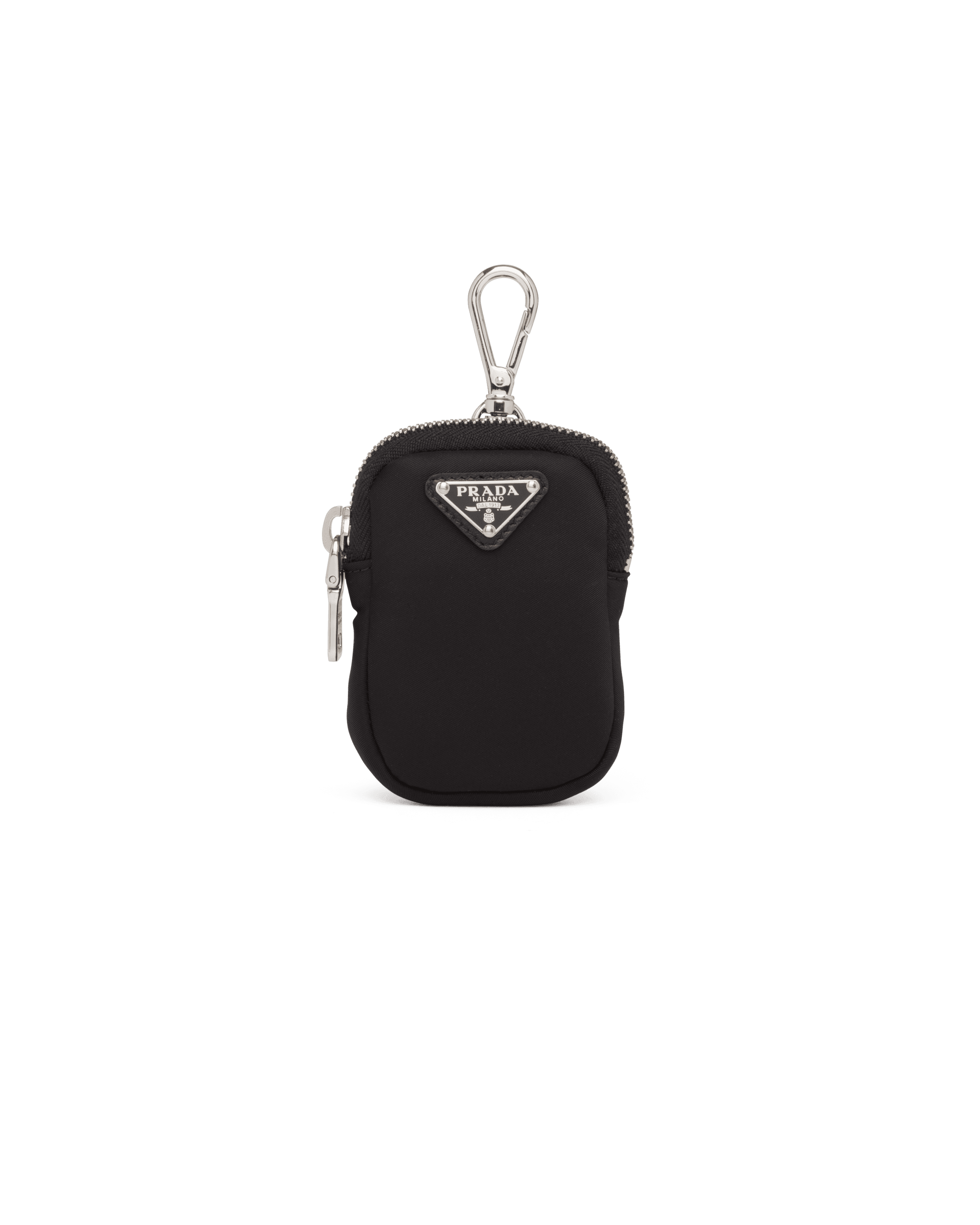 Re-Nylon mini pouch with keychain — Black — 1TT119_2DMV_F0002