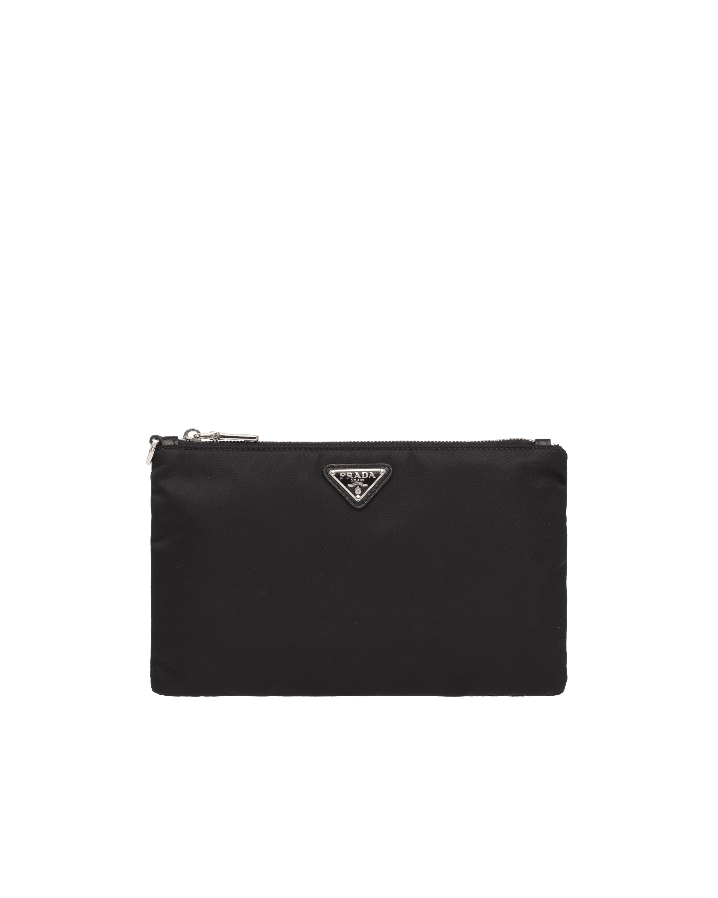 Re-Nylon and Saffiano leather pouch — Black — 2NH004_2DMH_F0002
