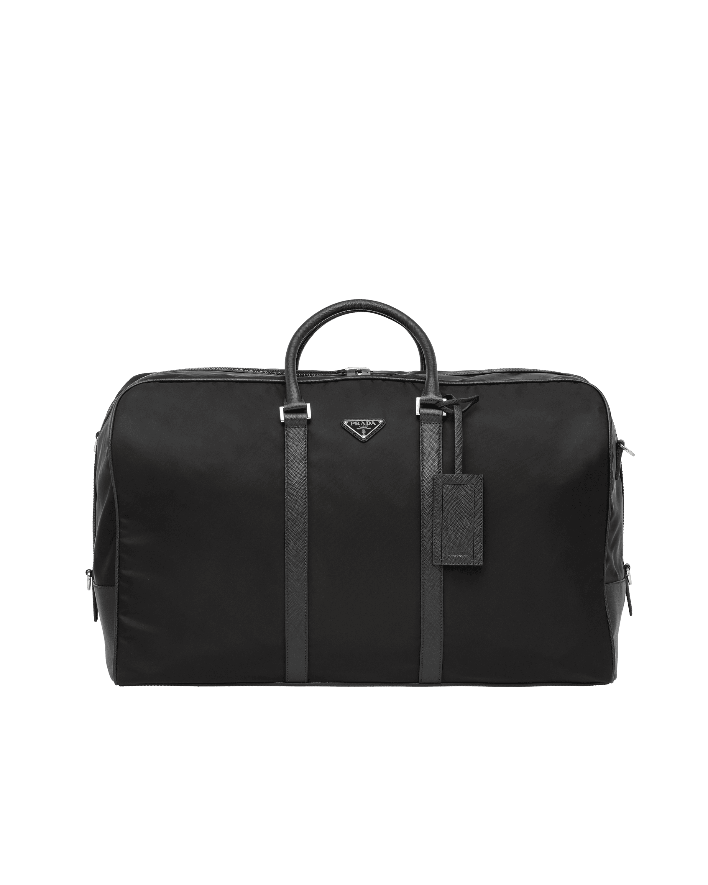 Re-Nylon and Saffiano leather duffle bag — Black — 2VC013_2DMH_F0002_V_SOO